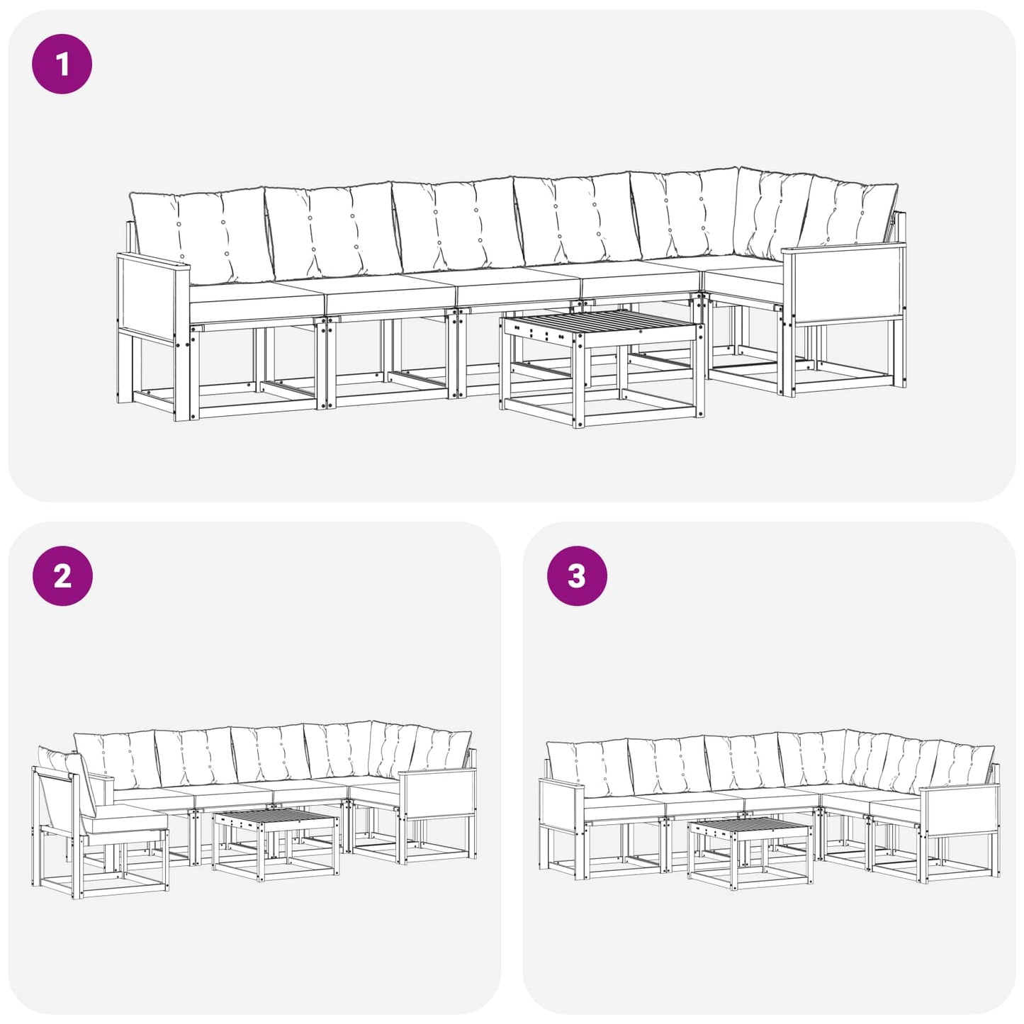 vidaXL Σειρά Καναπέ Εξωτερικού με μαξιλάρι 7 pcs Φυσικό και Μπεζ