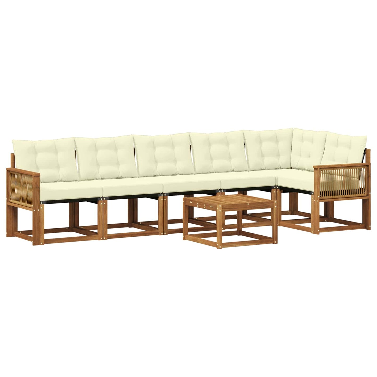 vidaXL Σειρά Καναπέ Εξωτερικού με μαξιλάρι 7 pcs Φυσικό και Κρέμα