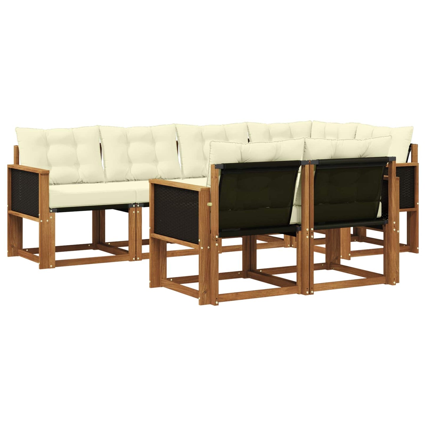 vidaXL Σειρά Καναπέ Εξωτερικού με μαξιλάρι 7 pcs Φυσικό και Κρέμα