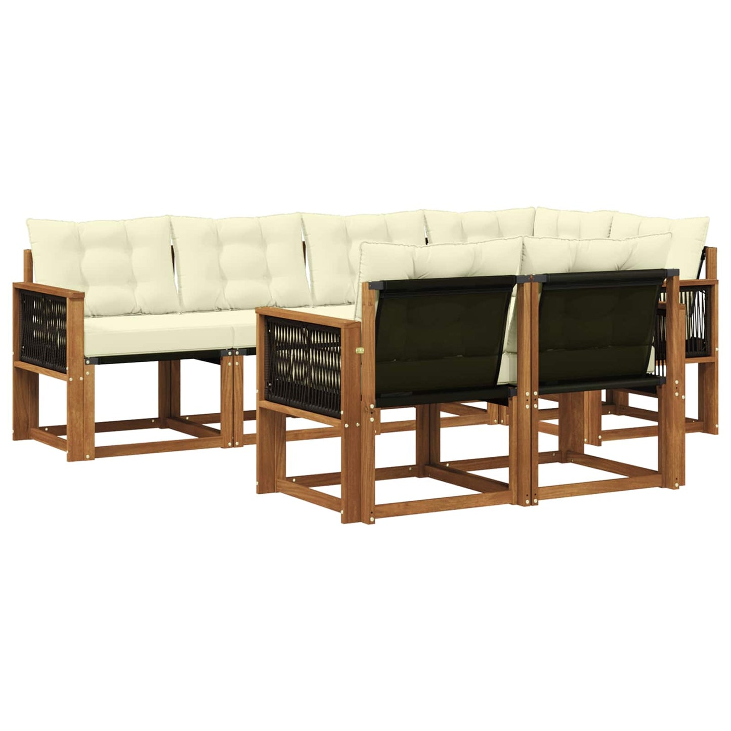 vidaXL Σειρά Καναπέ Εξωτερικού με μαξιλάρι 7 pcs Φυσικό και Κρέμα