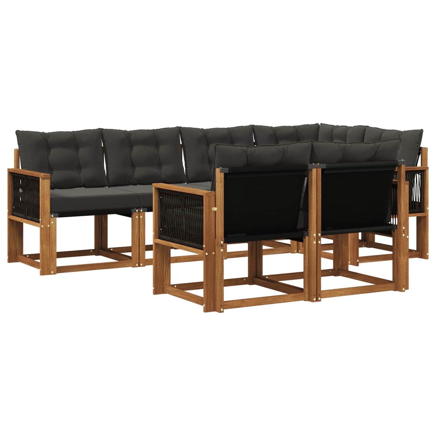 vidaXL Σειρά Καναπέ Εξωτερικού με μαξιλάρι 7 pcs Φυσικό και Μαύρο