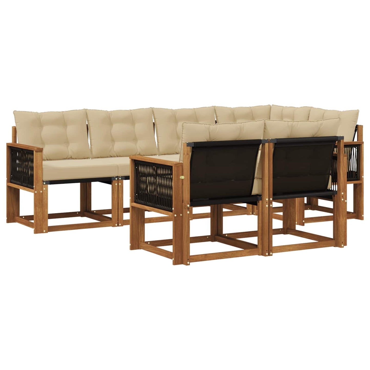vidaXL Σειρά Καναπέ Εξωτερικού με μαξιλάρι 7 pcs Φυσικό και Μπεζ