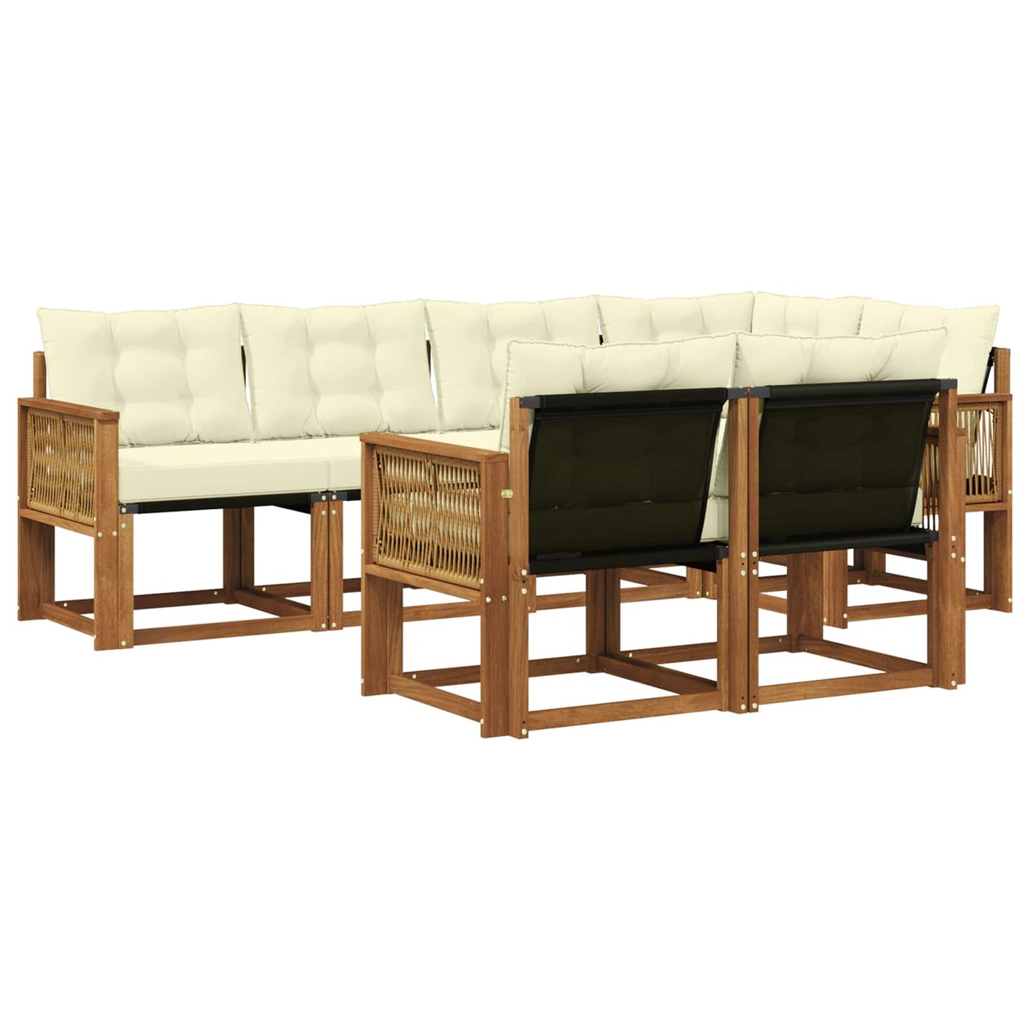 vidaXL Σειρά Καναπέ Εξωτερικού με μαξιλάρι 7 pcs Φυσικό και Κρέμα