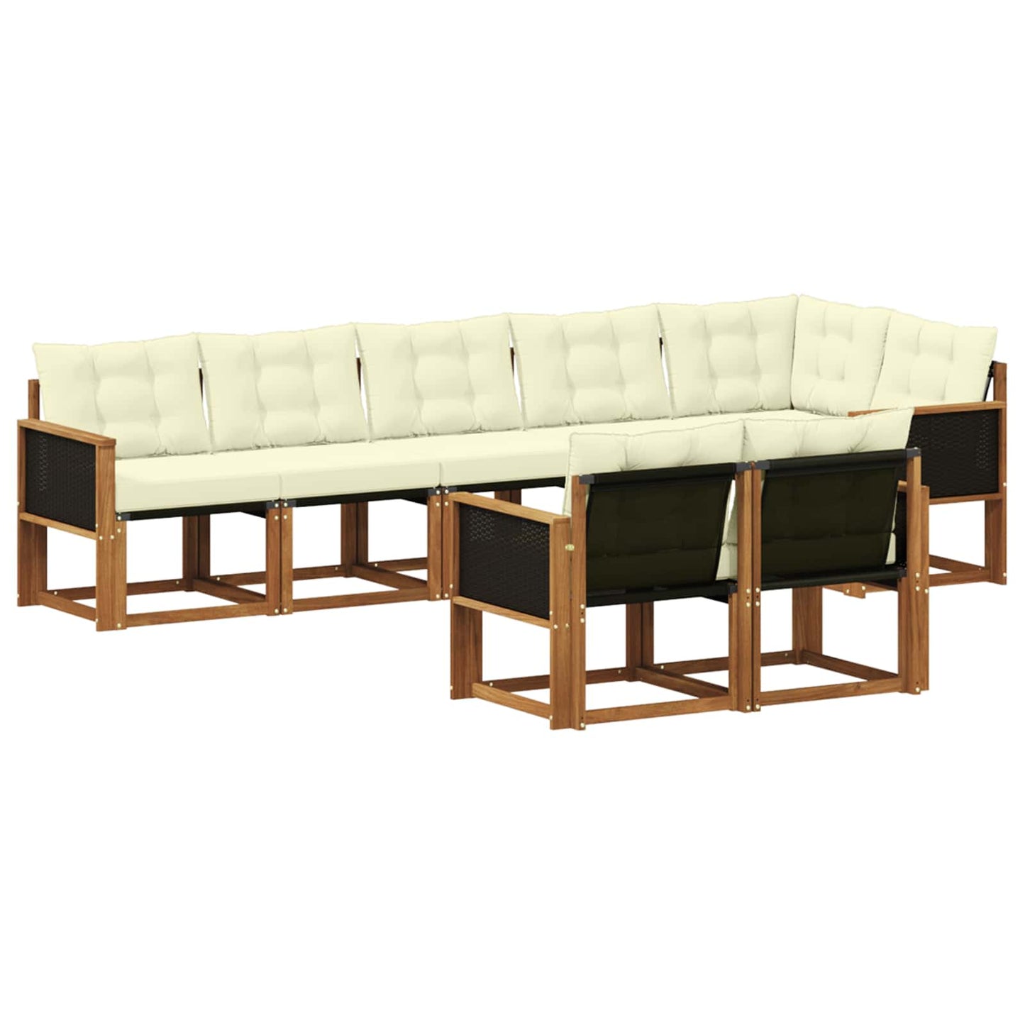 vidaXL Σειρά Καναπέ Εξωτερικού με μαξιλάρι 8 pcs Φυσικό και Κρέμα