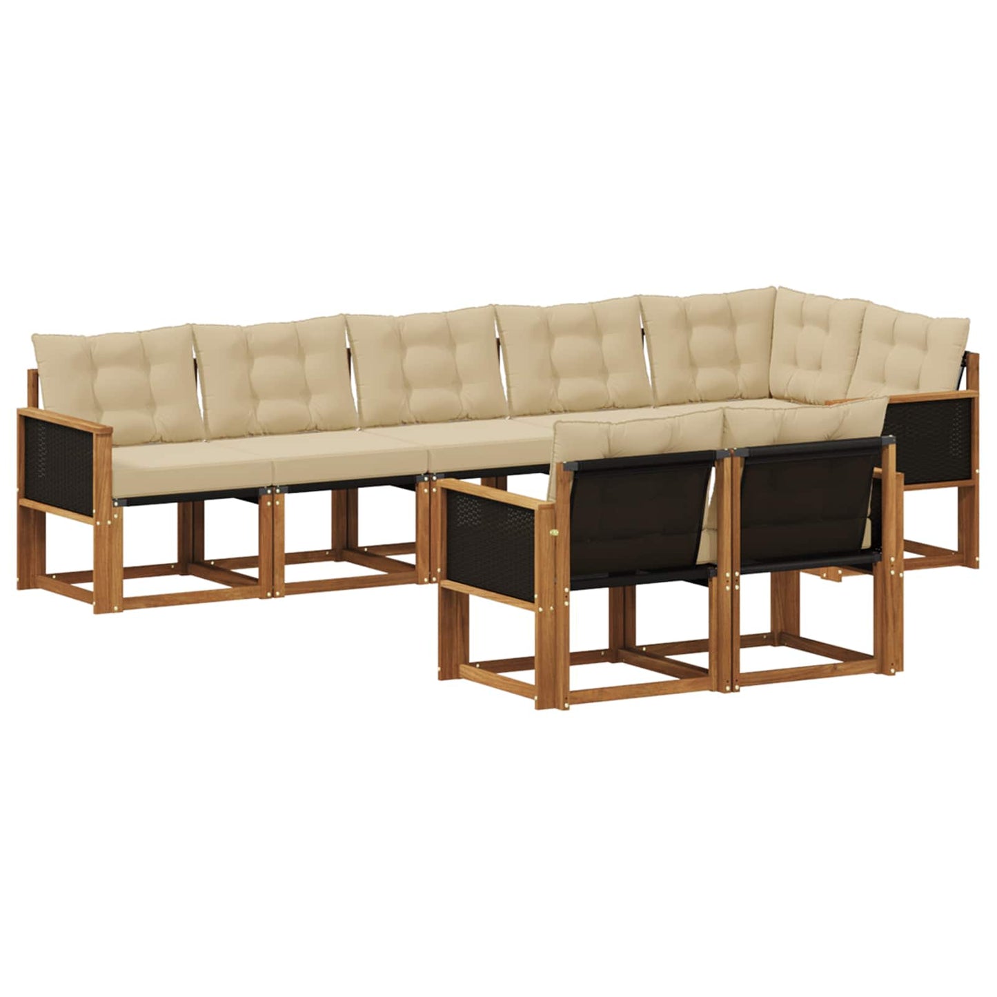 vidaXL Σειρά Καναπέ Εξωτερικού με μαξιλάρι 8 pcs Φυσικό και Μπεζ