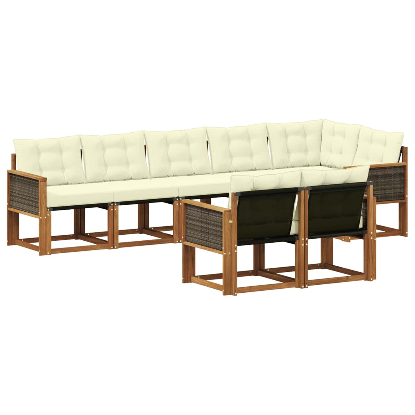 vidaXL Σειρά Καναπέ Εξωτερικού με μαξιλάρι 8 pcs Φυσικό και Κρέμα