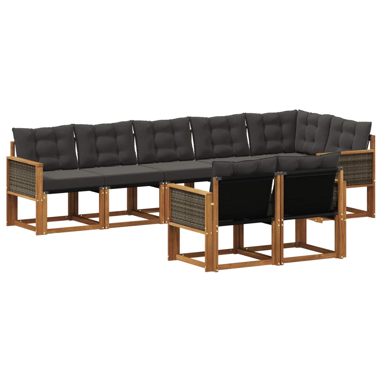 vidaXL Σειρά Καναπέ Εξωτερικού με μαξιλάρι 8 pcs Φυσικό και Μαύρο