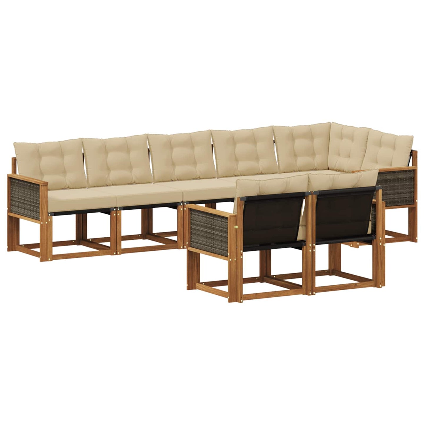 vidaXL Σειρά Καναπέ Εξωτερικού με μαξιλάρι 8 pcs Φυσικό και Μπεζ