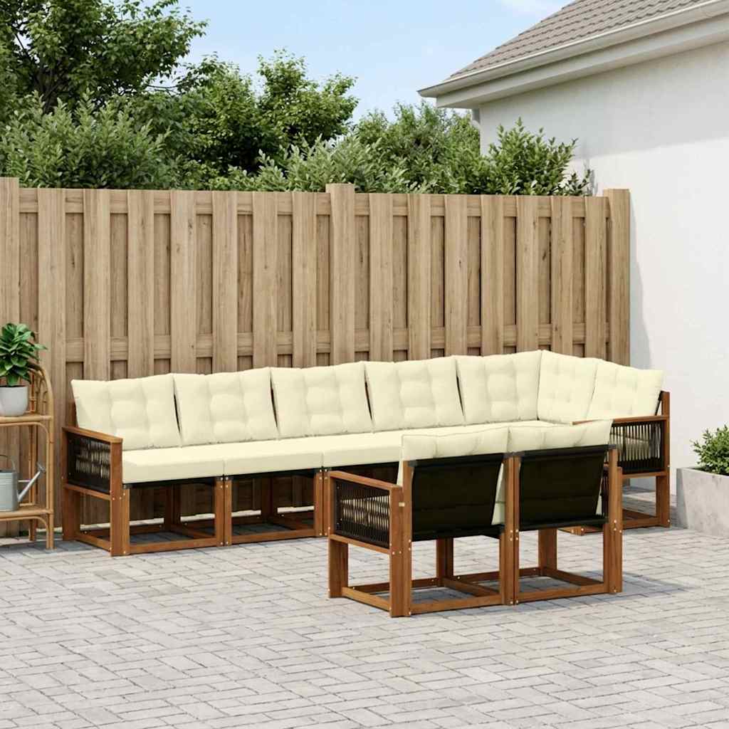 vidaXL Σειρά Καναπέ Εξωτερικού με μαξιλάρι 8 pcs Φυσικό και Κρέμα