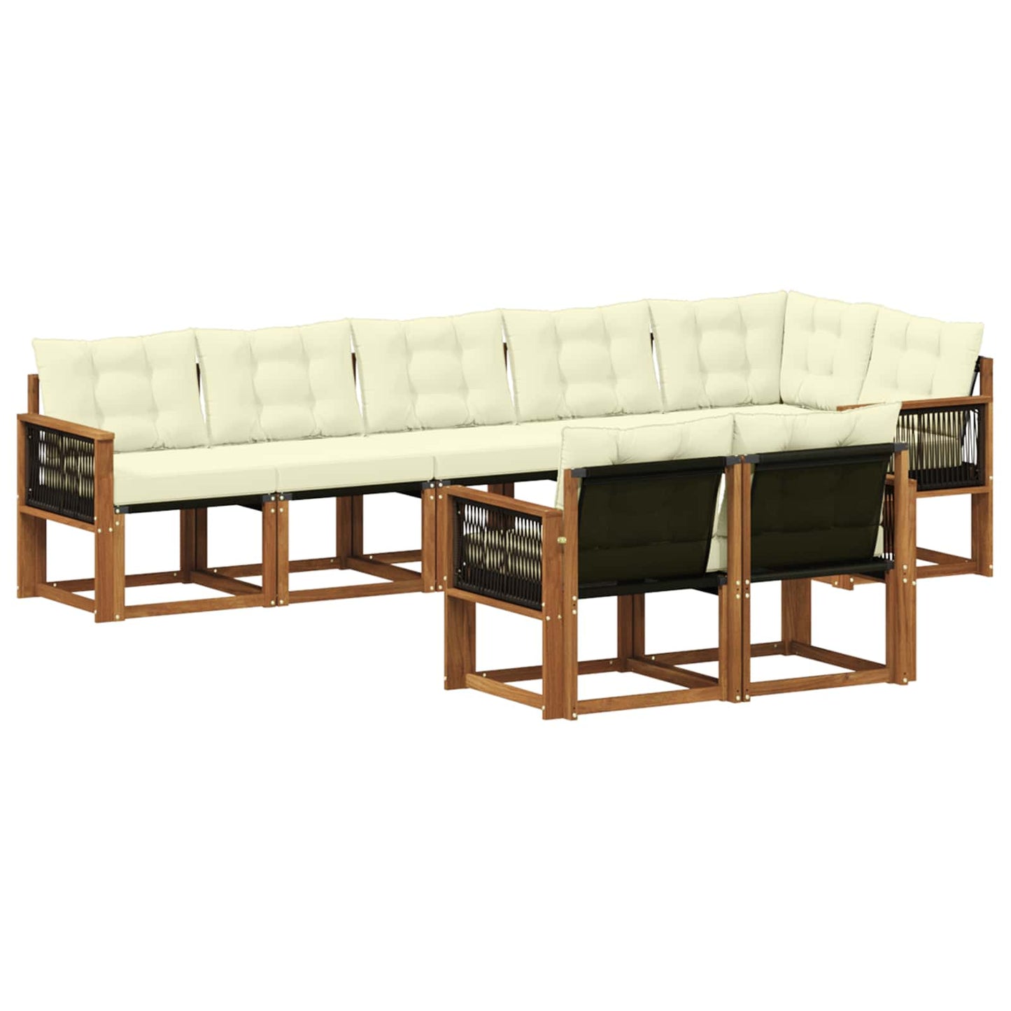 vidaXL Σειρά Καναπέ Εξωτερικού με μαξιλάρι 8 pcs Φυσικό και Κρέμα