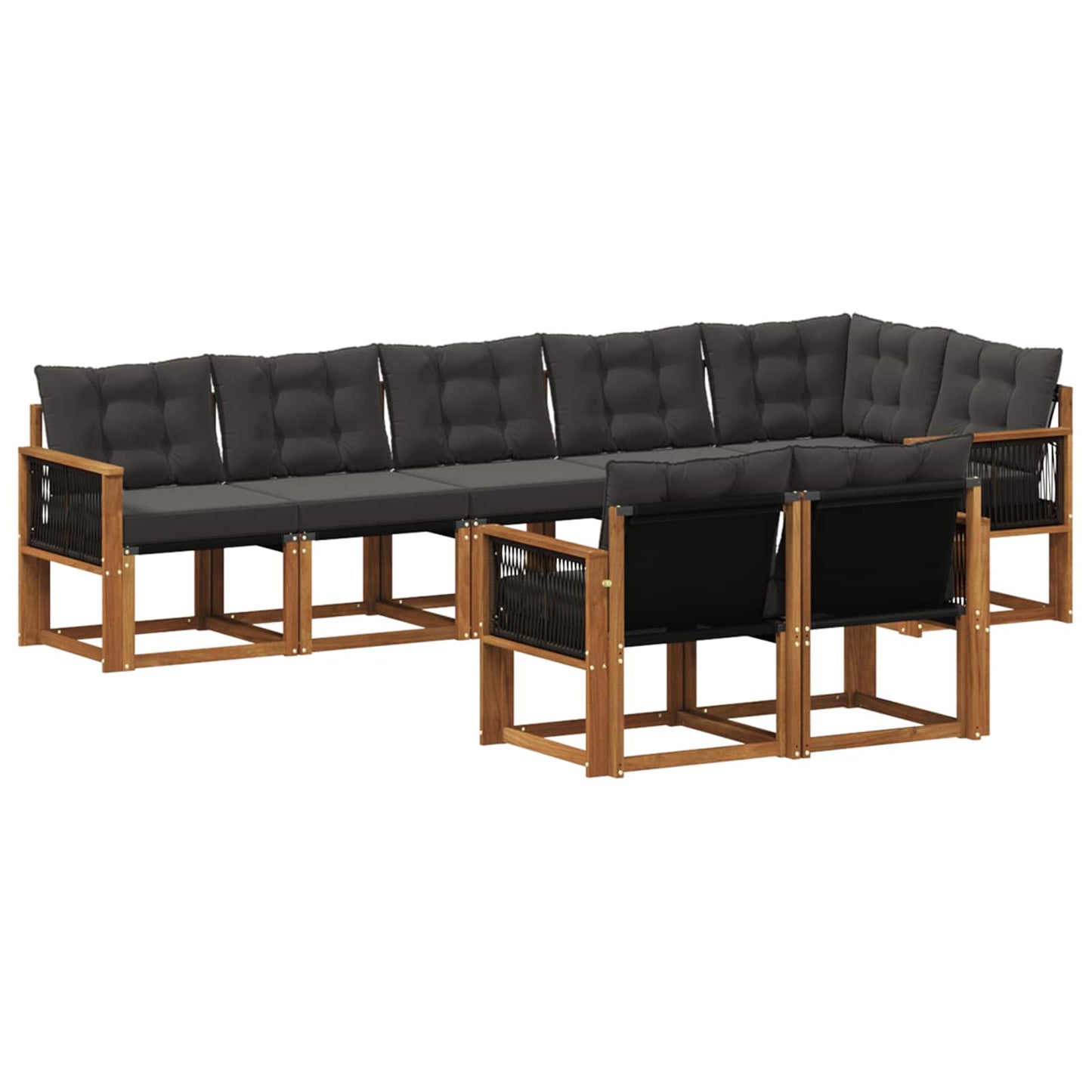 vidaXL Σειρά Καναπέ Εξωτερικού με μαξιλάρι 8 pcs Φυσικό και Μαύρο