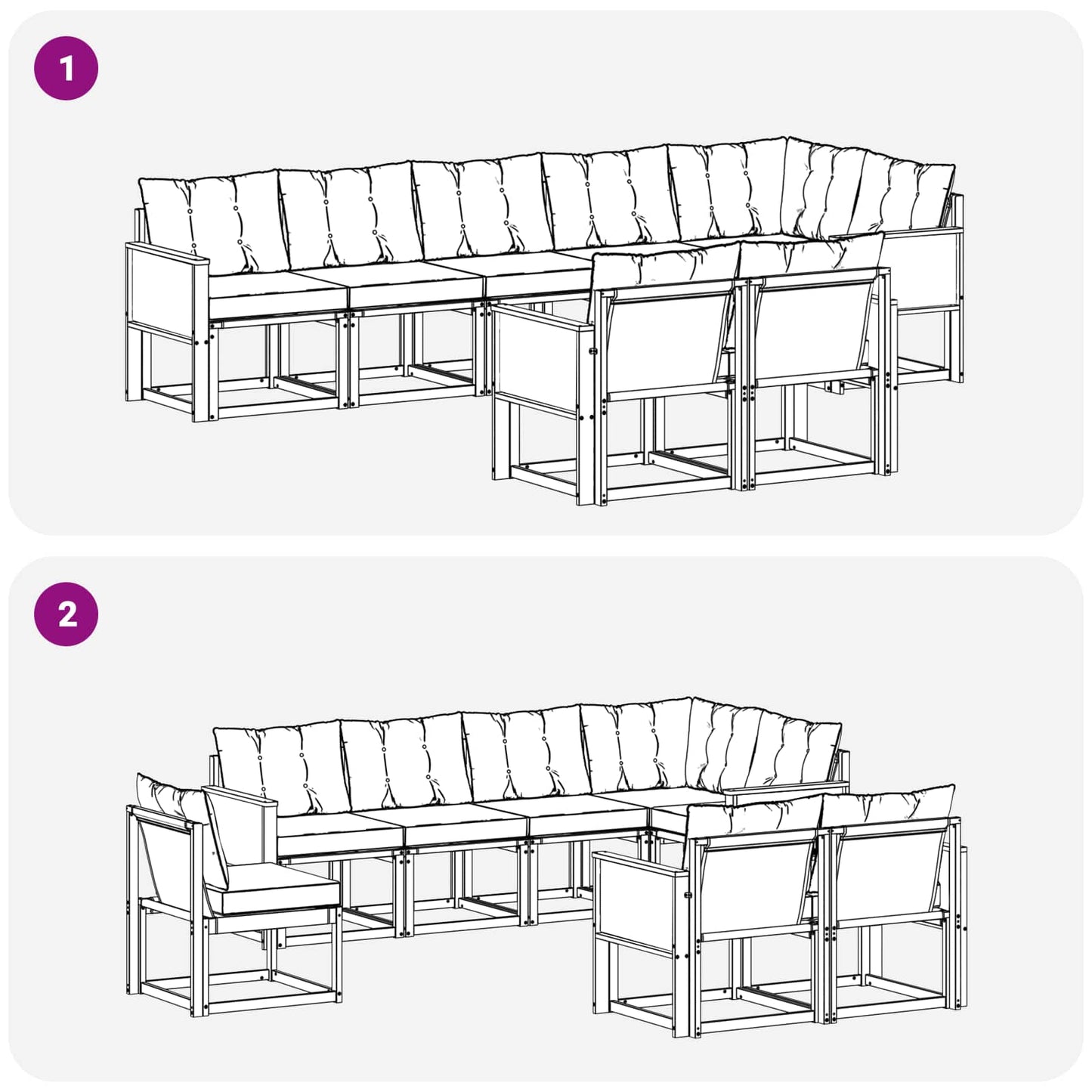 vidaXL Σειρά Καναπέ Εξωτερικού με μαξιλάρι 8 pcs Φυσικό και Μαύρο