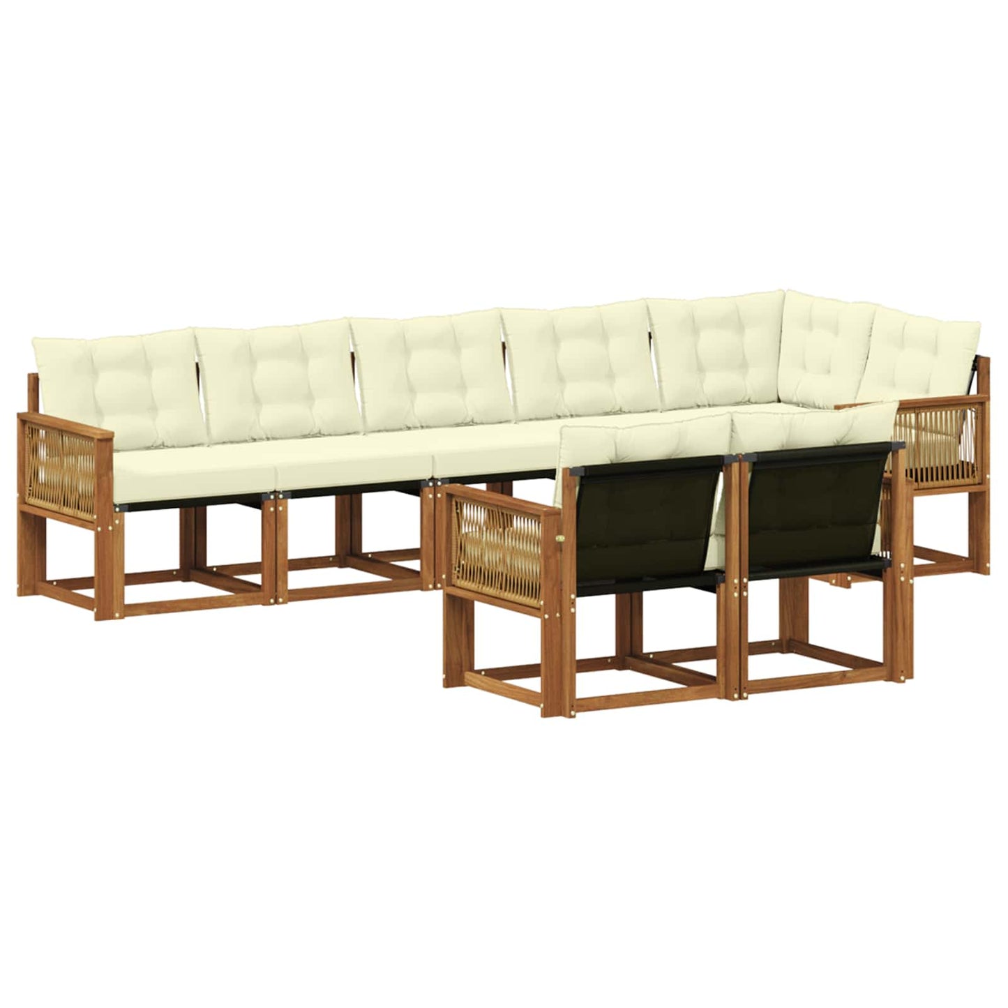 vidaXL Σειρά Καναπέ Εξωτερικού με μαξιλάρι 8 pcs Φυσικό και Κρέμα