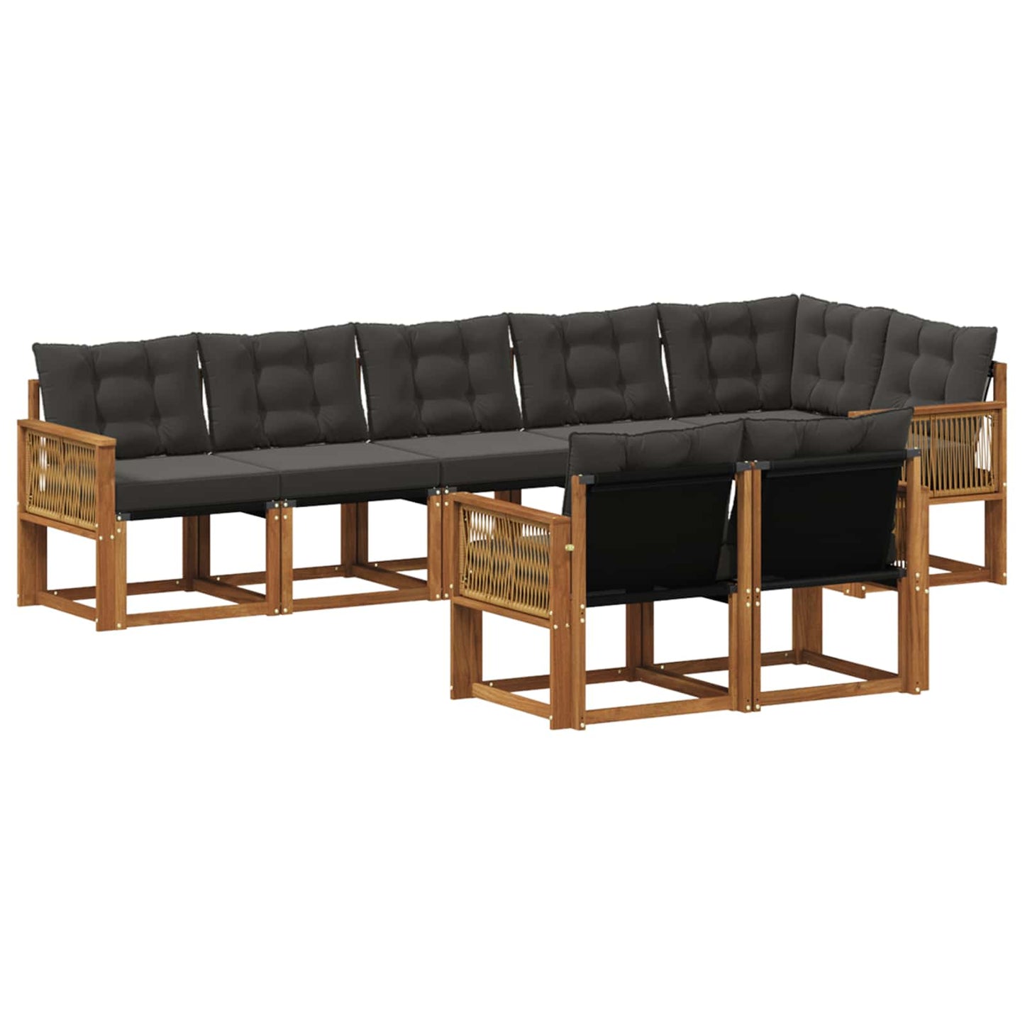vidaXL Σειρά Καναπέ Εξωτερικού με μαξιλάρι 8 pcs Φυσικό και Μαύρο