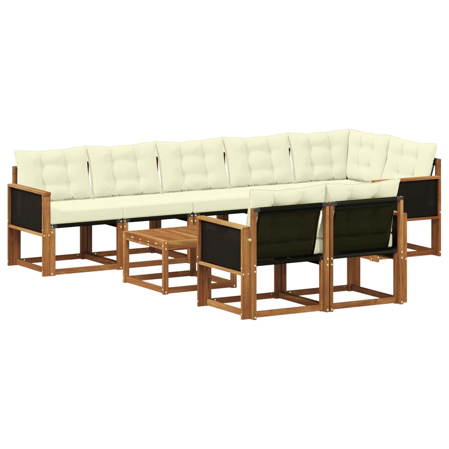 vidaXL Σειρά Καναπέ Εξωτερικού με μαξιλάρι 9 pcs Φυσικό και Κρέμα
