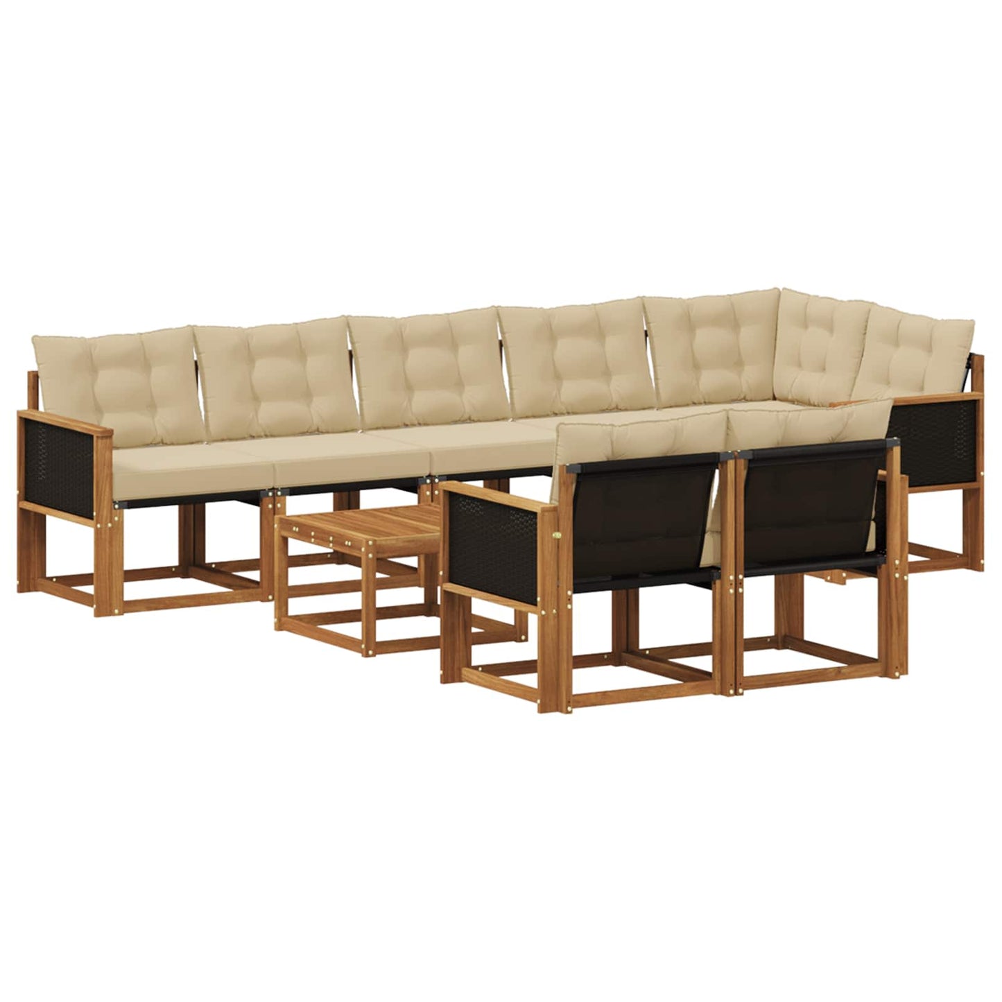 vidaXL Σειρά Καναπέ Εξωτερικού με μαξιλάρι 9 pcs Φυσικό και Μπεζ