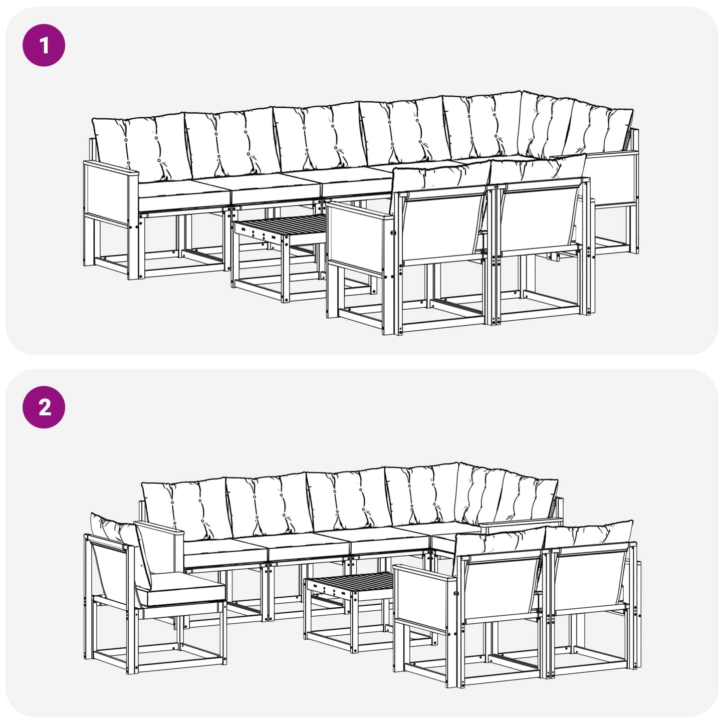 vidaXL Σειρά Καναπέ Εξωτερικού με μαξιλάρι 9 pcs Φυσικό και Κρέμα