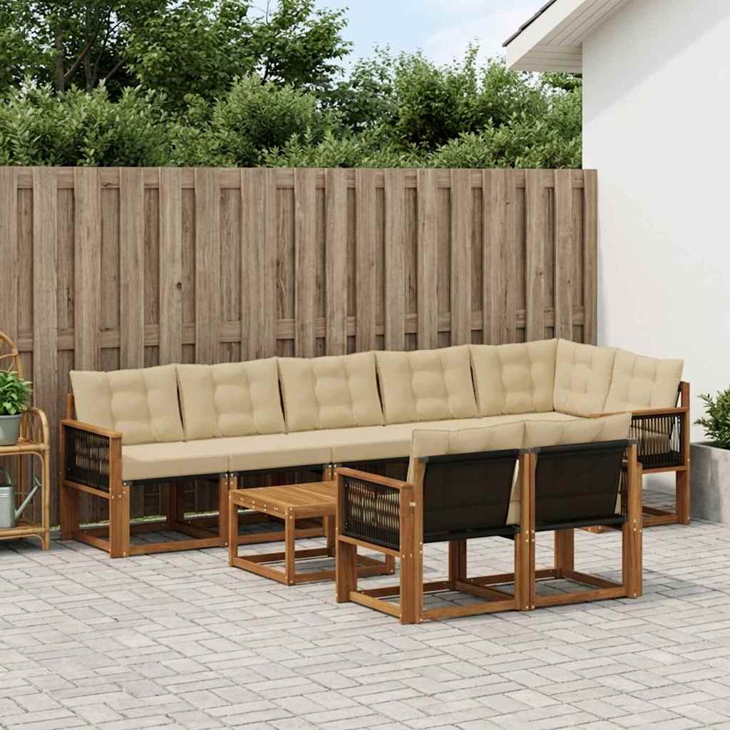 vidaXL Σειρά Καναπέ Εξωτερικού με μαξιλάρι 9 pcs Φυσικό και Μπεζ