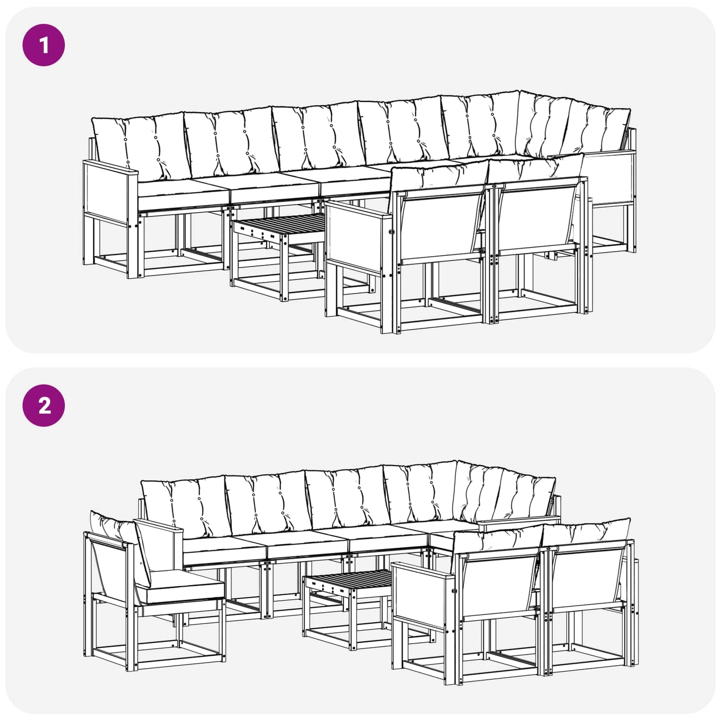 vidaXL Σειρά Καναπέ Εξωτερικού 9 pcs Φυσικό και Ανοιχτό Γκρι