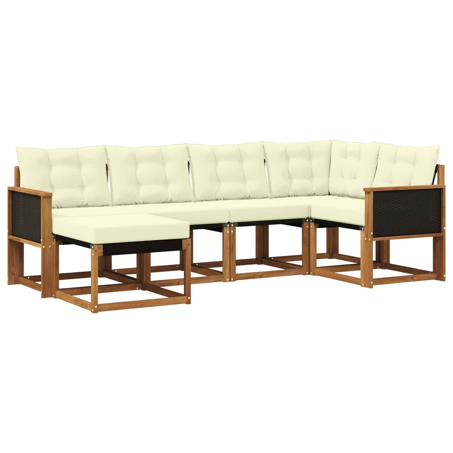 vidaXL Σειρά Καναπέ Εξωτερικού με μαξιλάρι 6 pcs Φυσικό και Κρέμα