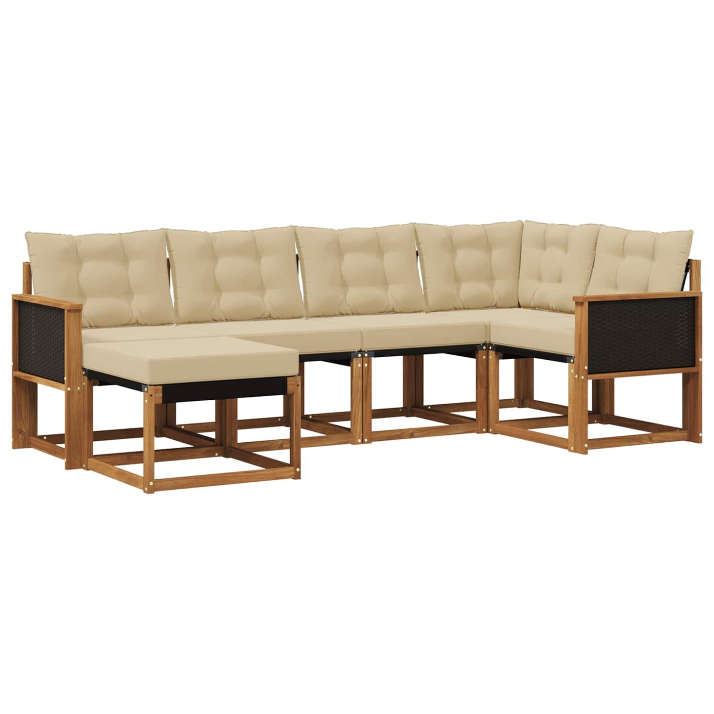vidaXL Σειρά Καναπέ Εξωτερικού με μαξιλάρι 6 pcs Φυσικό και Μπεζ