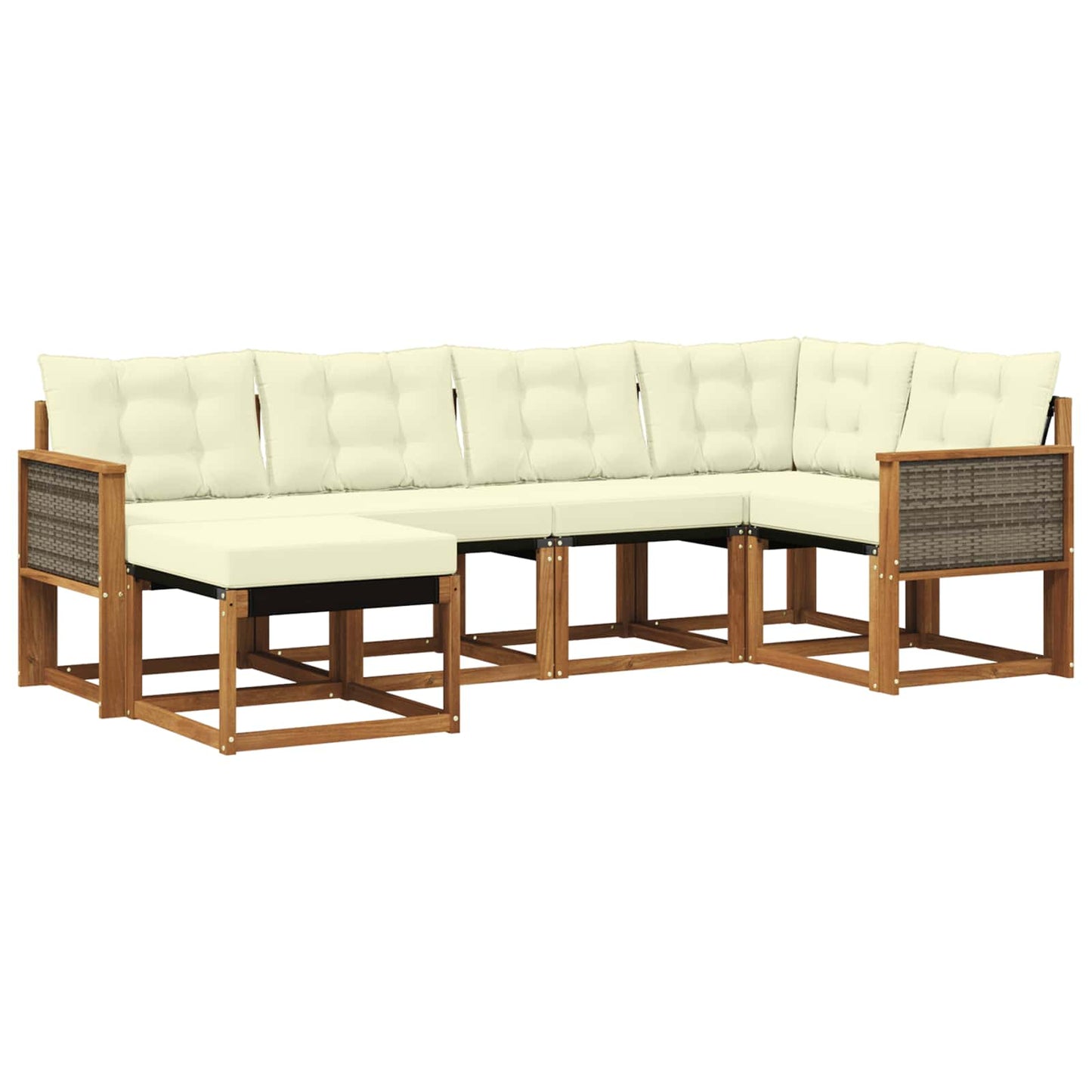 vidaXL Σειρά Καναπέ Εξωτερικού με μαξιλάρι 6 pcs Φυσικό και Κρέμα