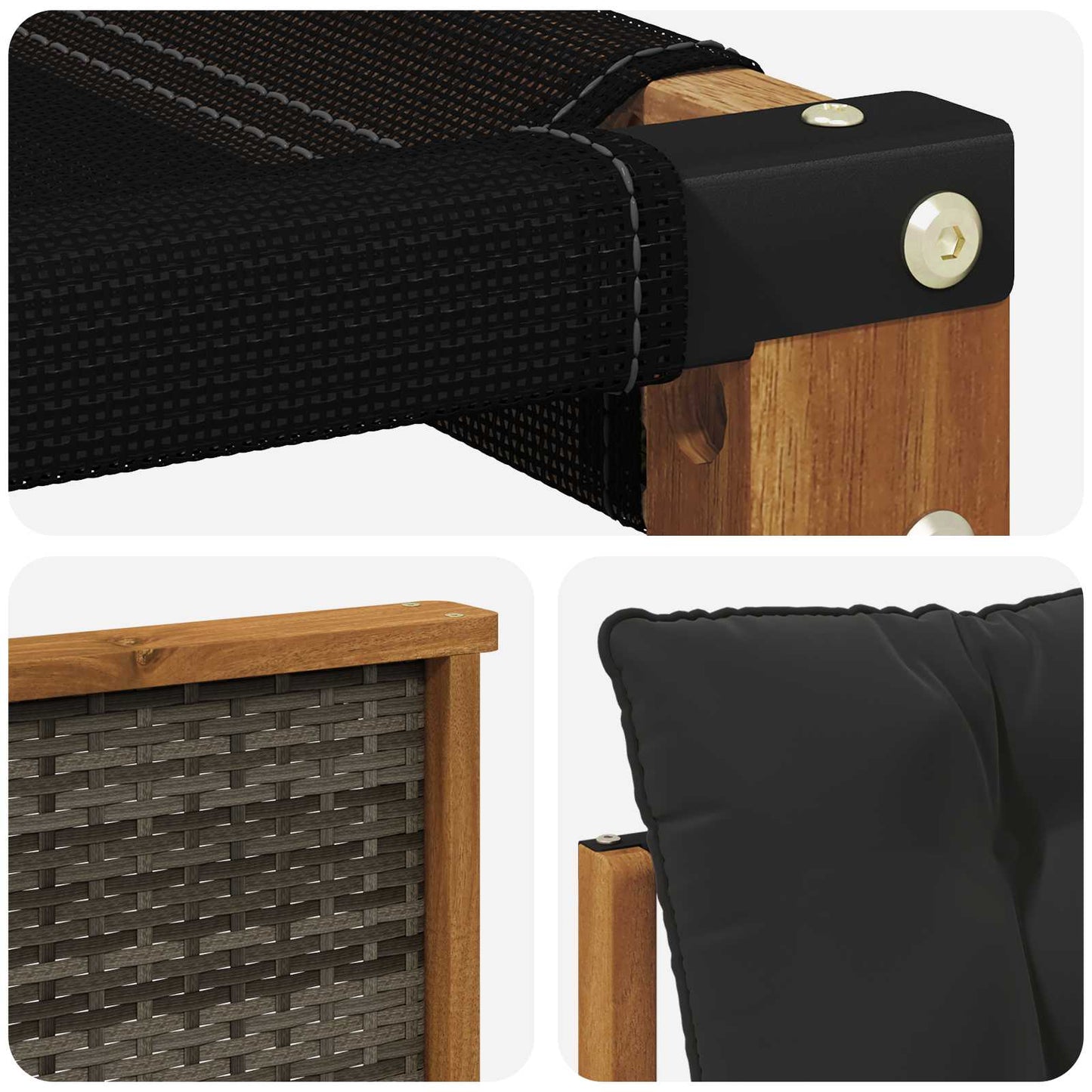 vidaXL Σειρά Καναπέ Εξωτερικού με μαξιλάρι 6 pcs Φυσικό και Μαύρο