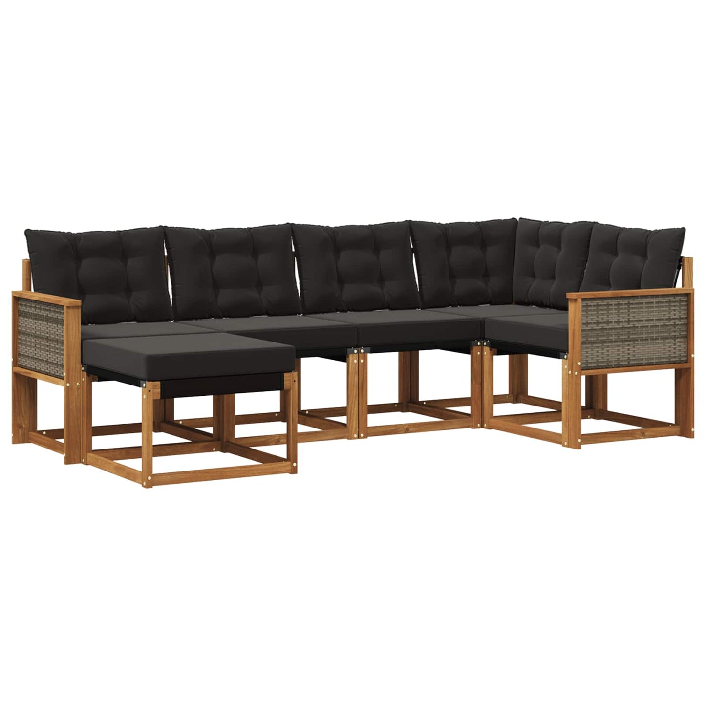 vidaXL Σειρά Καναπέ Εξωτερικού με μαξιλάρι 6 pcs Φυσικό και Μαύρο