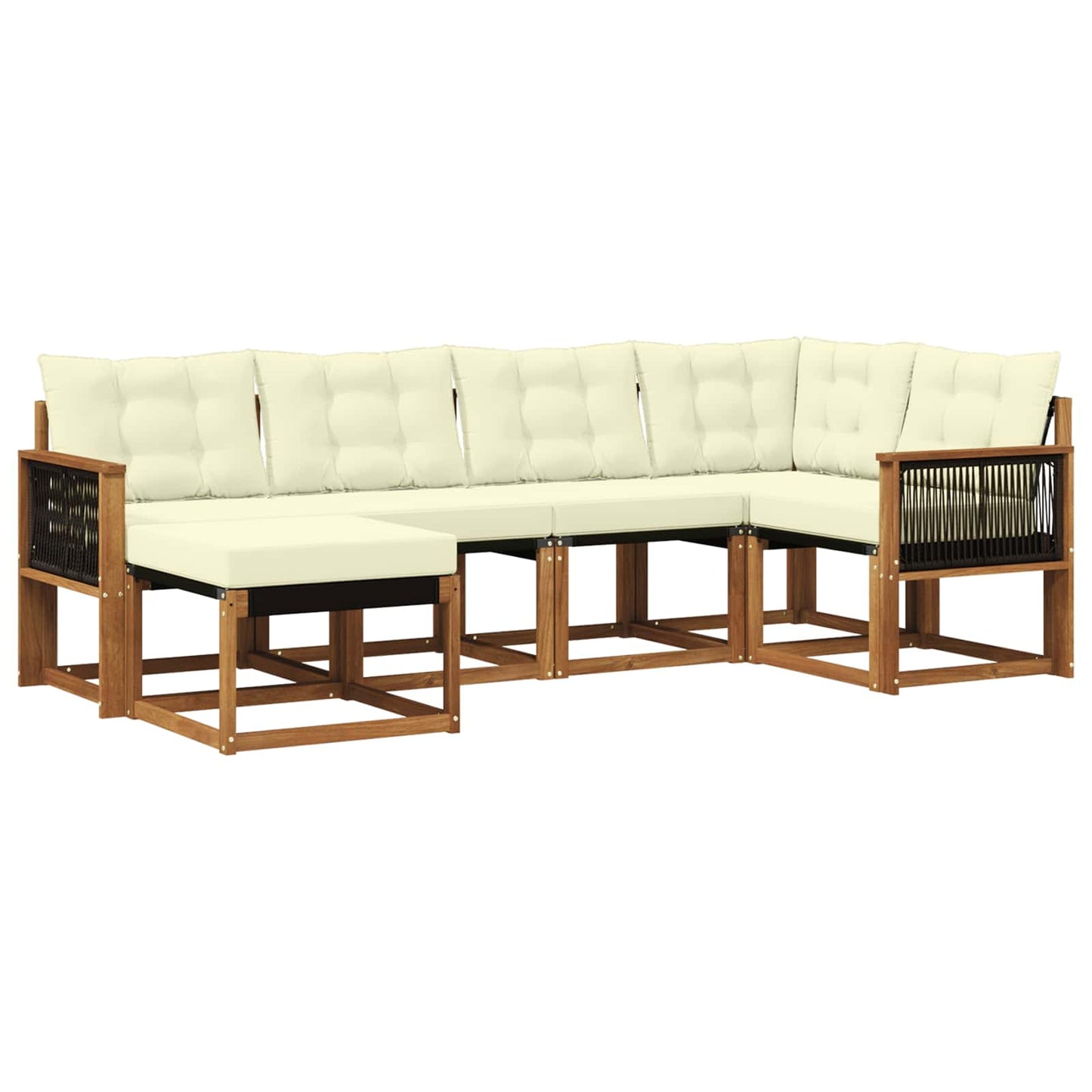 vidaXL Σειρά Καναπέ Εξωτερικού με μαξιλάρι 6 pcs Φυσικό και Κρέμα