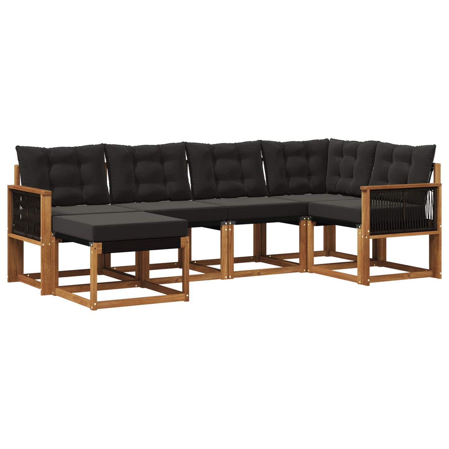 vidaXL Σειρά Καναπέ Εξωτερικού με μαξιλάρι 6 pcs Φυσικό και Μαύρο