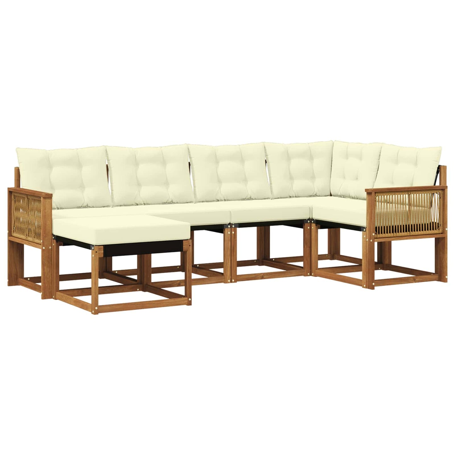 vidaXL Σειρά Καναπέ Εξωτερικού με μαξιλάρι 6 pcs Φυσικό και Κρέμα