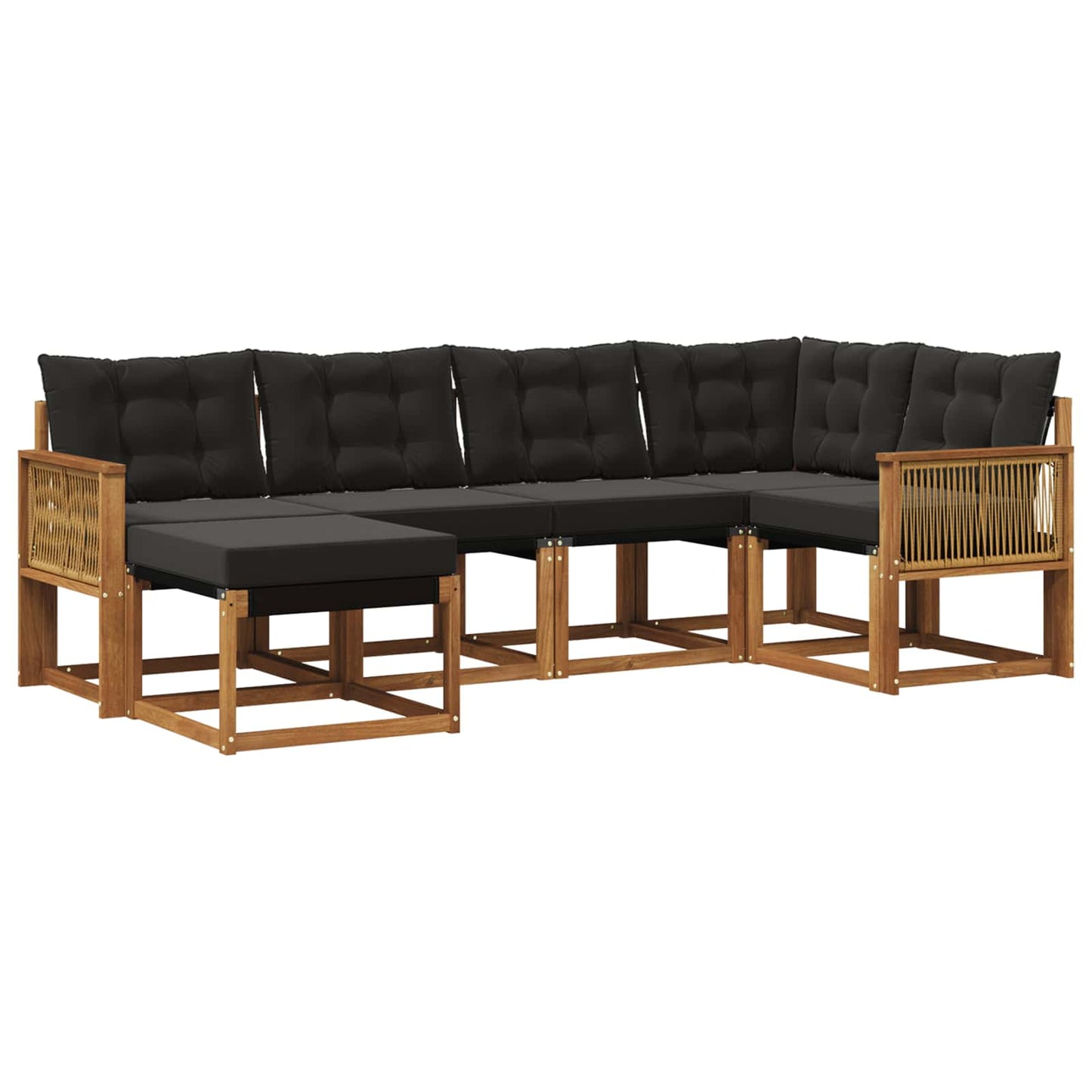 vidaXL Σειρά Καναπέ Εξωτερικού με μαξιλάρι 6 pcs Φυσικό και Μαύρο