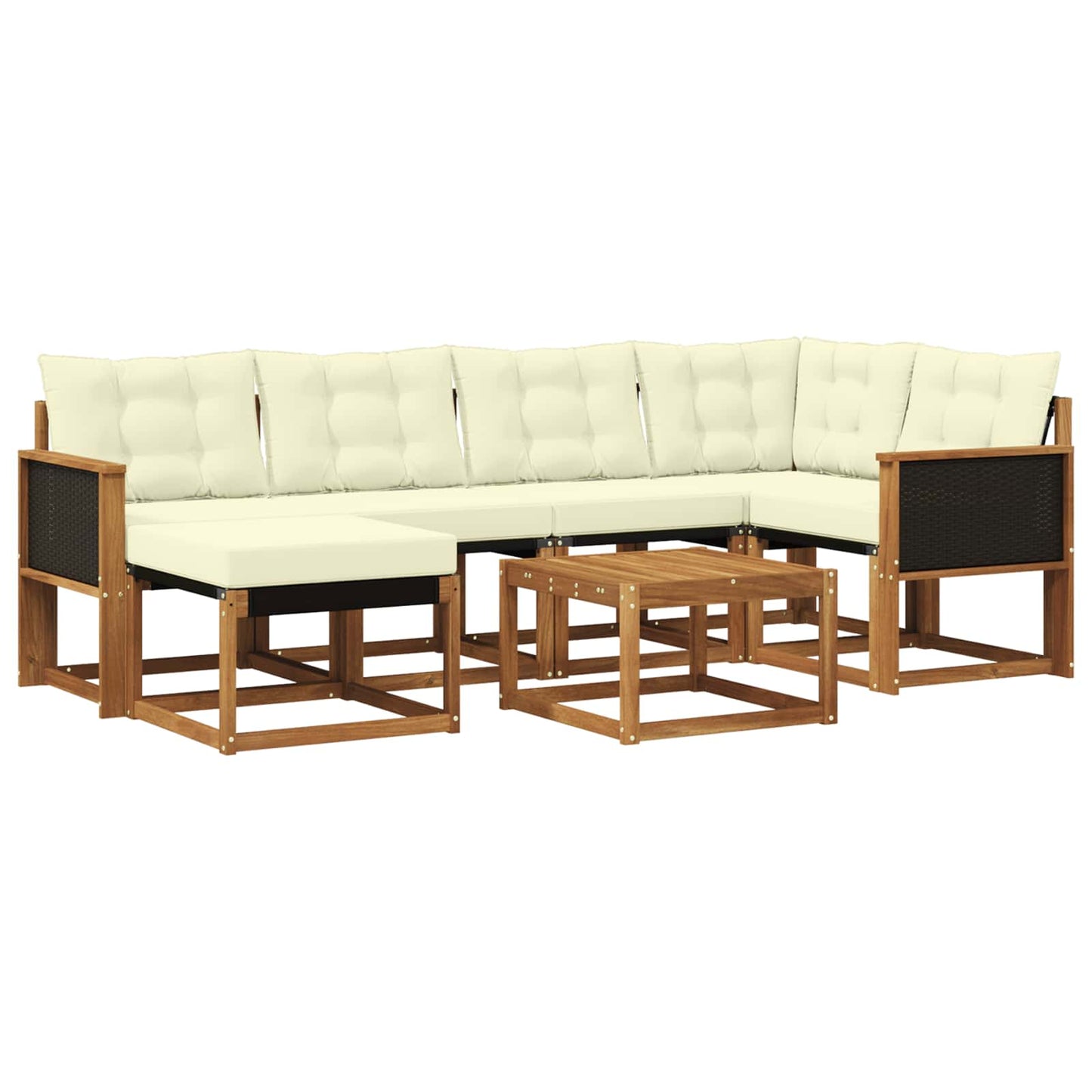 vidaXL Σειρά Καναπέ Εξωτερικού με μαξιλάρι 7 pcs Φυσικό και Κρέμα