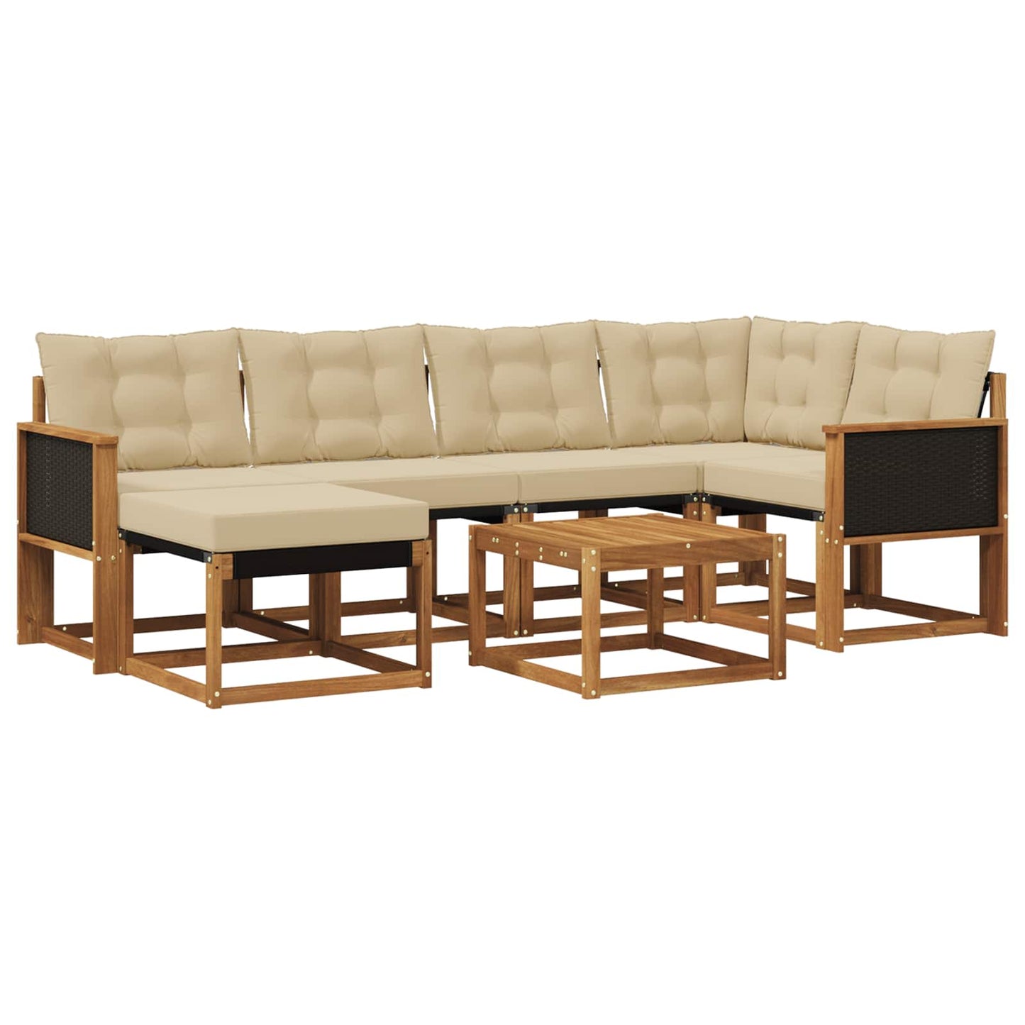 vidaXL Σειρά Καναπέ Εξωτερικού με μαξιλάρι 7 pcs Φυσικό και Μπεζ
