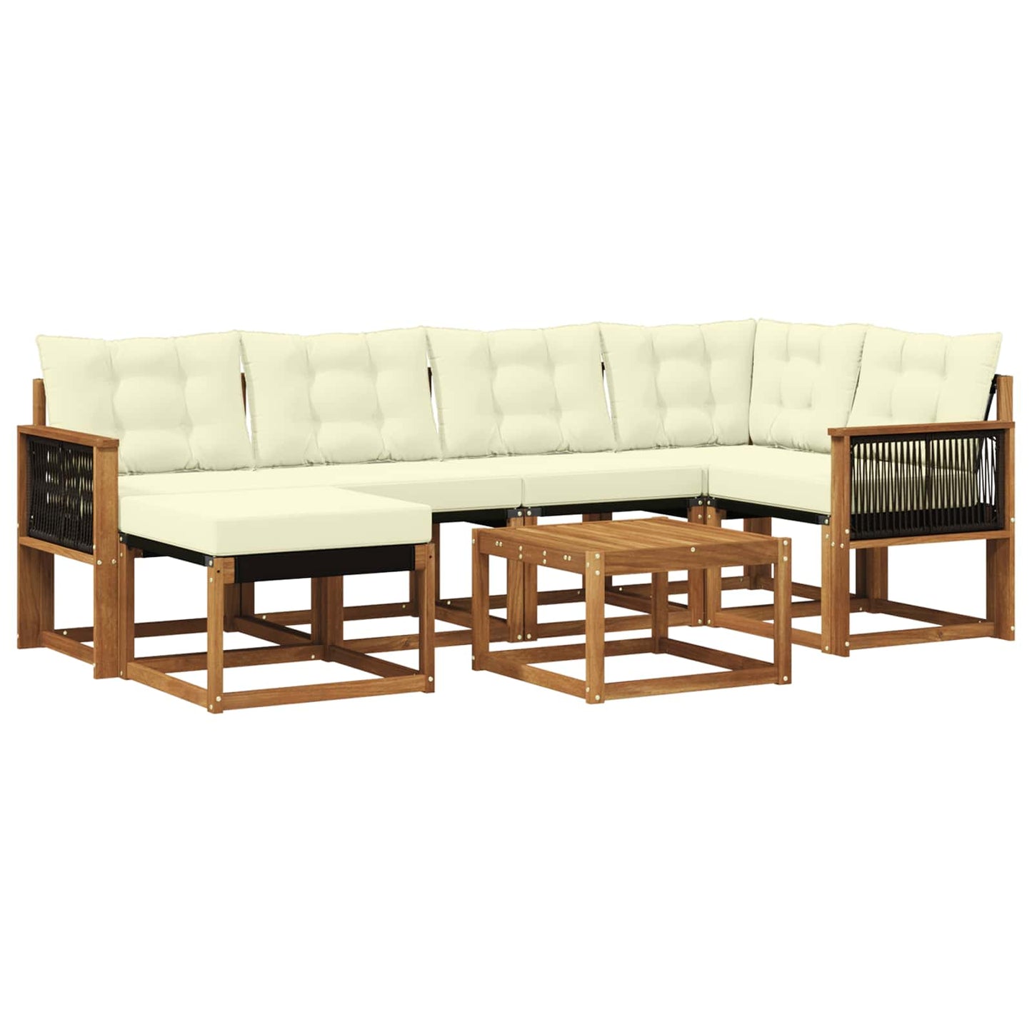 vidaXL Σειρά Καναπέ Εξωτερικού με μαξιλάρι 7 pcs Φυσικό και Κρέμα