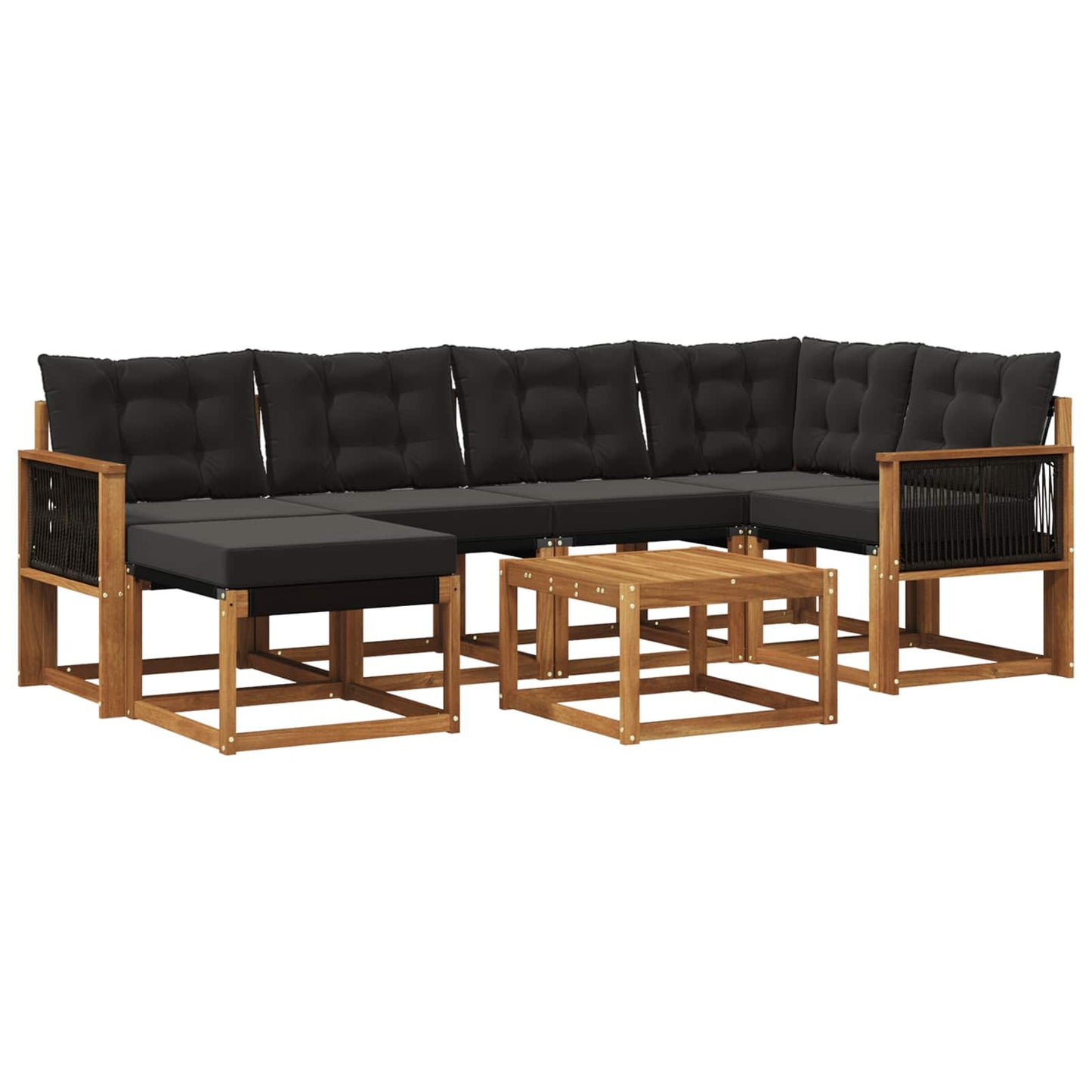 vidaXL Σειρά Καναπέ Εξωτερικού με μαξιλάρι 7 pcs Φυσικό και Μαύρο