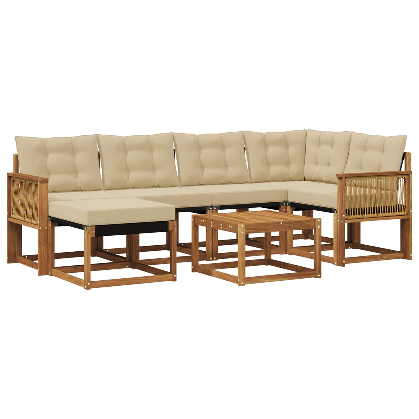 vidaXL Σειρά Καναπέ Εξωτερικού με μαξιλάρι 7 pcs Φυσικό και Μπεζ
