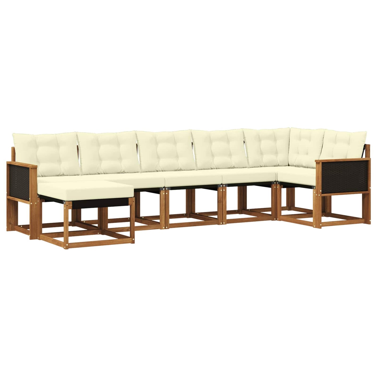 vidaXL Σειρά Καναπέ Εξωτερικού με μαξιλάρι 7 pcs Φυσικό και Κρέμα