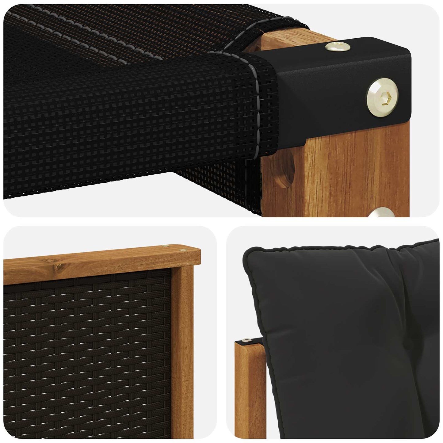 vidaXL Σειρά Καναπέ Εξωτερικού με μαξιλάρι 7 pcs Φυσικό και Μαύρο