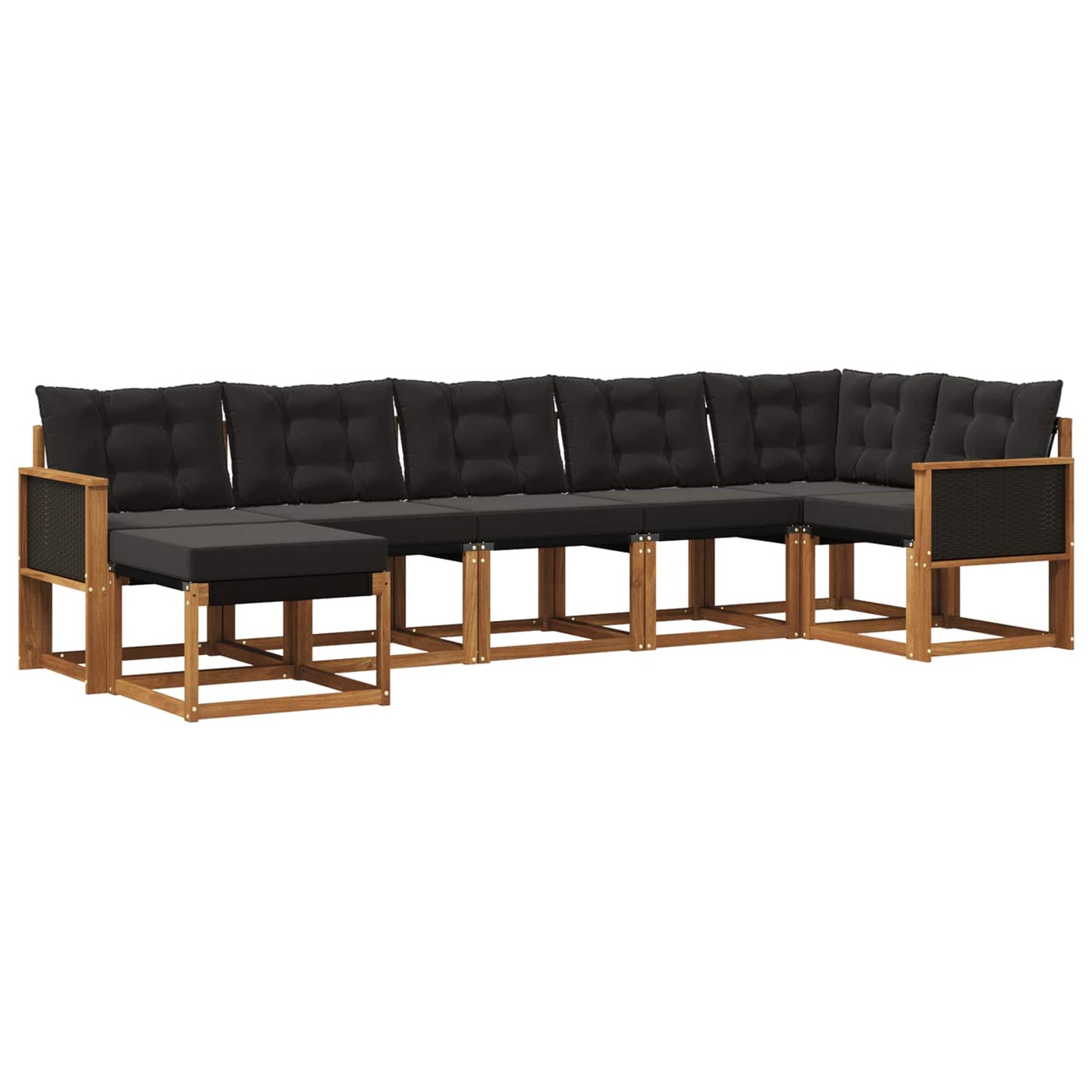 vidaXL Σειρά Καναπέ Εξωτερικού με μαξιλάρι 7 pcs Φυσικό και Μαύρο