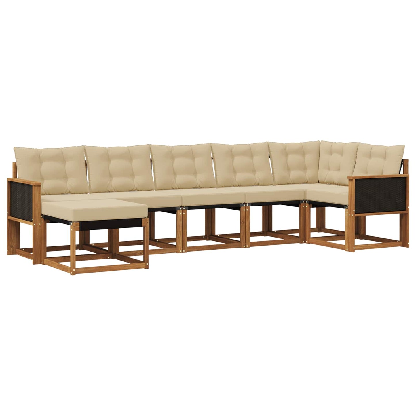 vidaXL Σειρά Καναπέ Εξωτερικού με μαξιλάρι 7 pcs Φυσικό και Μπεζ