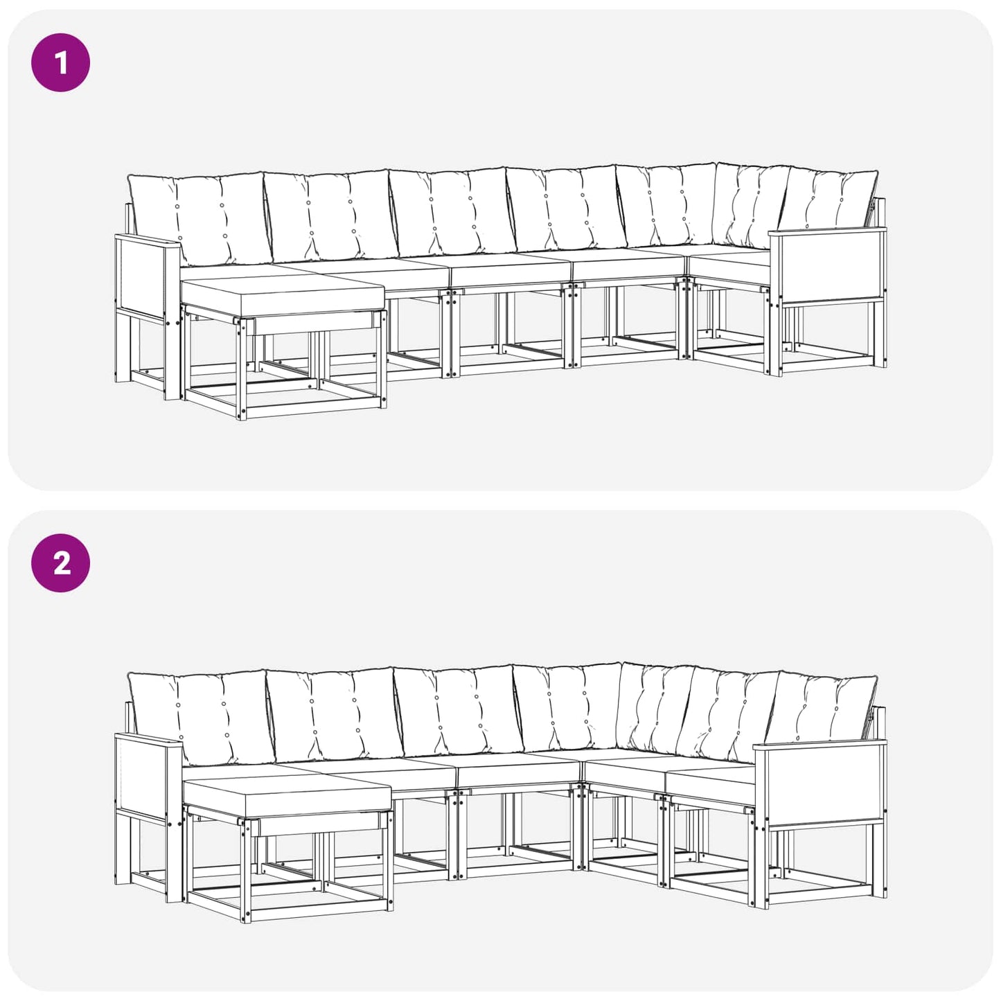 vidaXL Σειρά Καναπέ Εξωτερικού με μαξιλάρι 7 pcs Φυσικό και Μπεζ