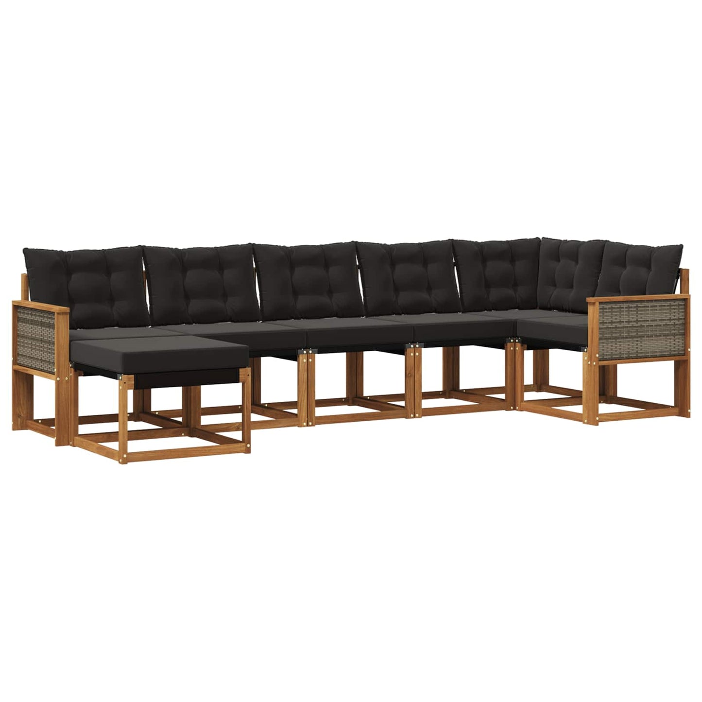 vidaXL Σειρά Καναπέ Εξωτερικού με μαξιλάρι 7 pcs Φυσικό και Μαύρο