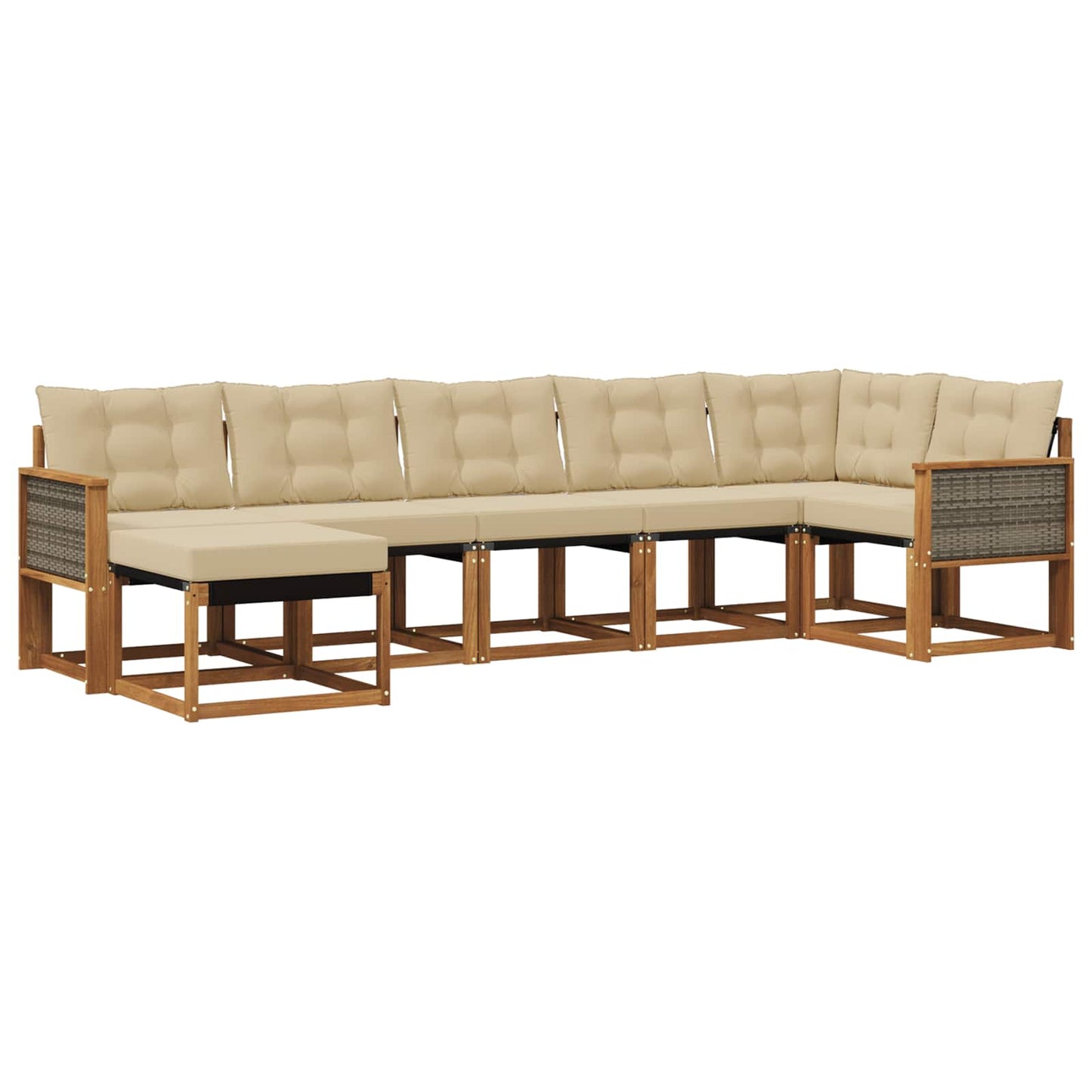 vidaXL Σειρά Καναπέ Εξωτερικού με μαξιλάρι 7 pcs Φυσικό και Μπεζ