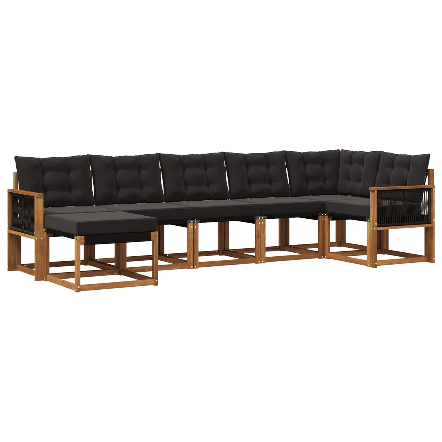 vidaXL Σειρά Καναπέ Εξωτερικού με μαξιλάρι 7 pcs Φυσικό και Μαύρο