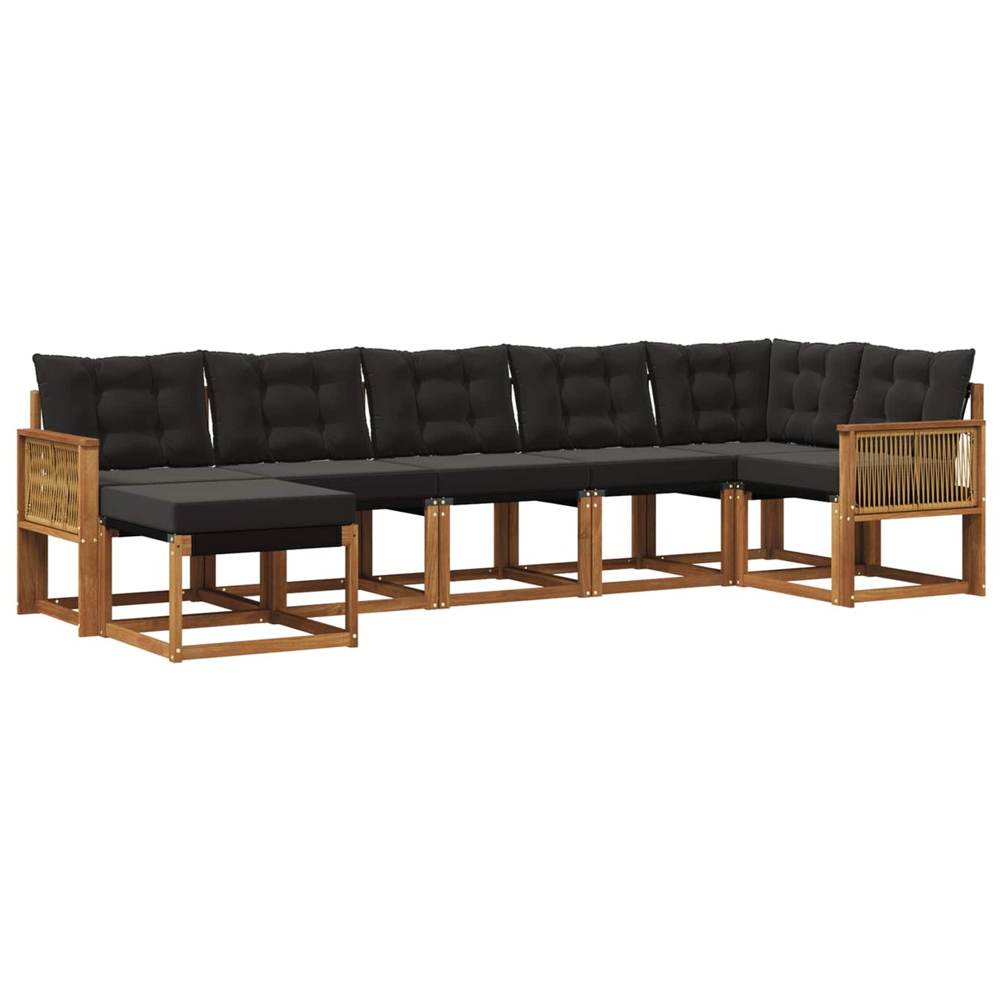 vidaXL Σειρά Καναπέ Εξωτερικού με μαξιλάρι 7 pcs Φυσικό και Μαύρο