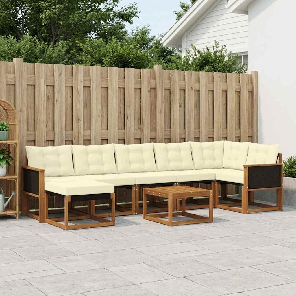 vidaXL Σειρά Καναπέ Εξωτερικού με μαξιλάρι 8 pcs Φυσικό και Κρέμα