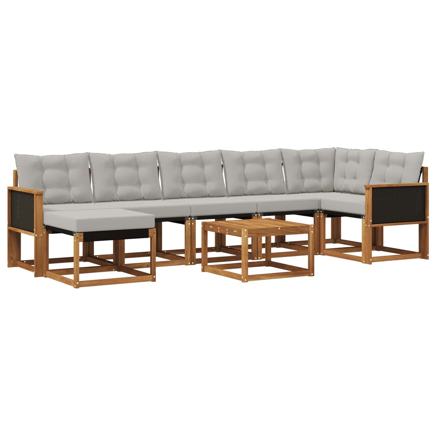 vidaXL Σειρά Καναπέ Εξωτερικού 8 pcs Φυσικό και Ανοιχτό Γκρι