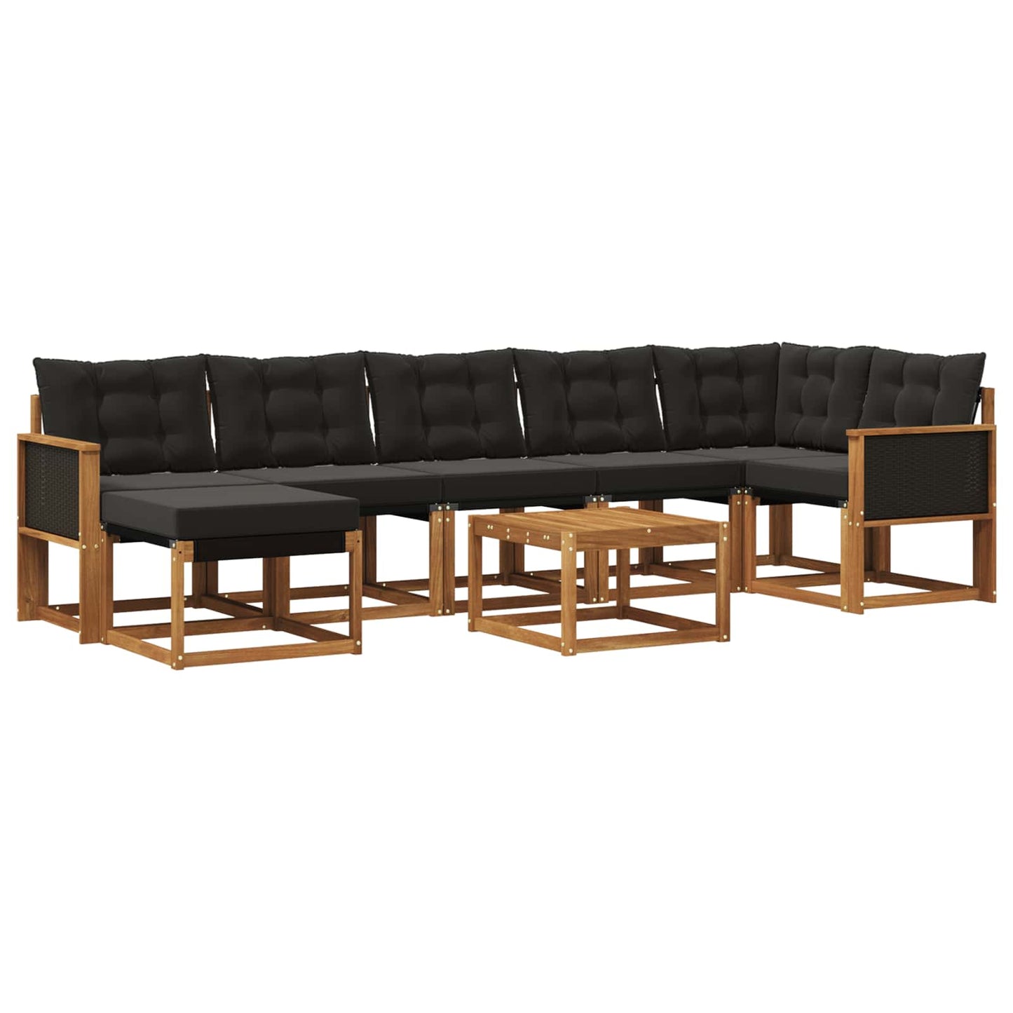 vidaXL Σειρά Καναπέ Εξωτερικού με μαξιλάρι 8 pcs Φυσικό και Μαύρο