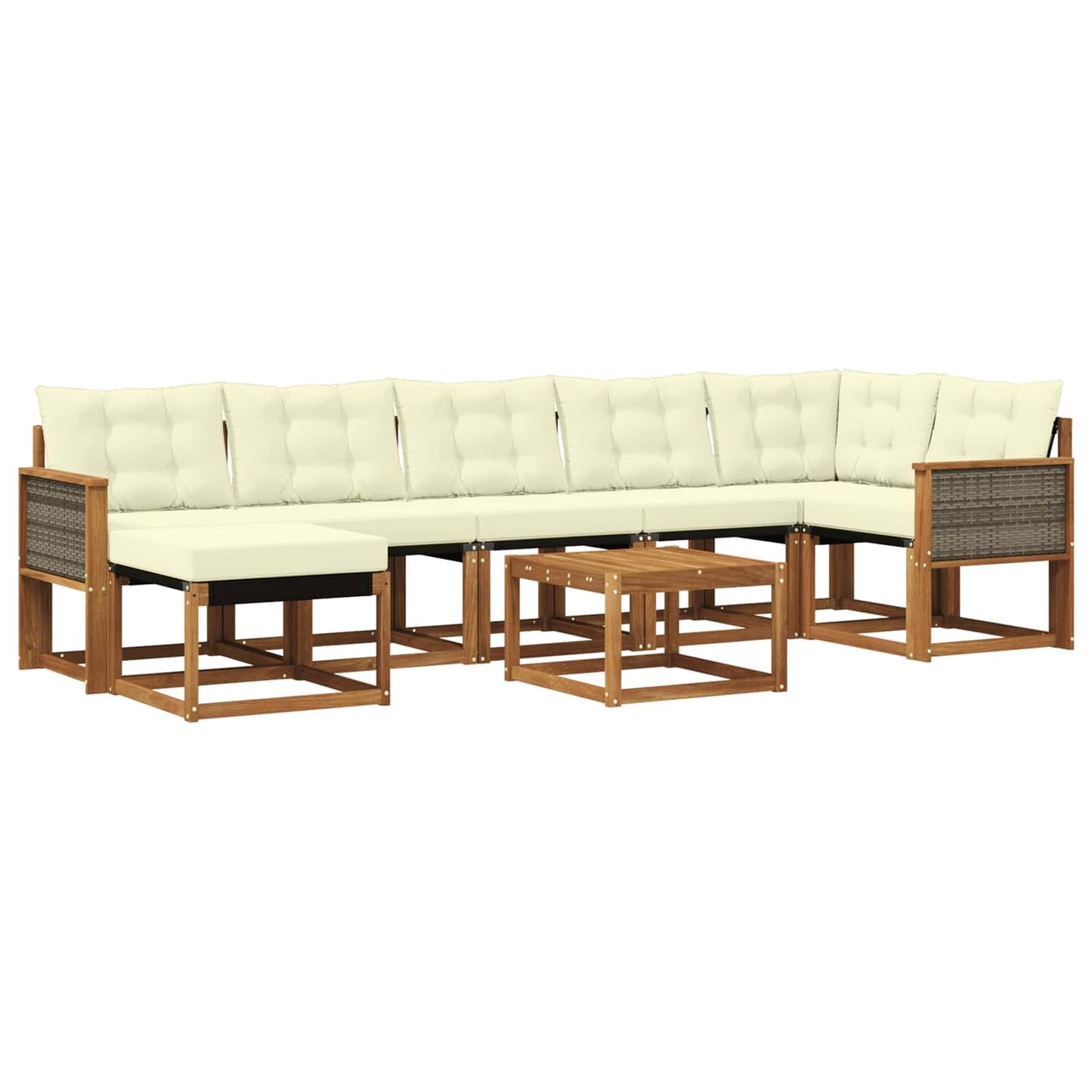 vidaXL Σειρά Καναπέ Εξωτερικού με μαξιλάρι 8 pcs Φυσικό και Κρέμα